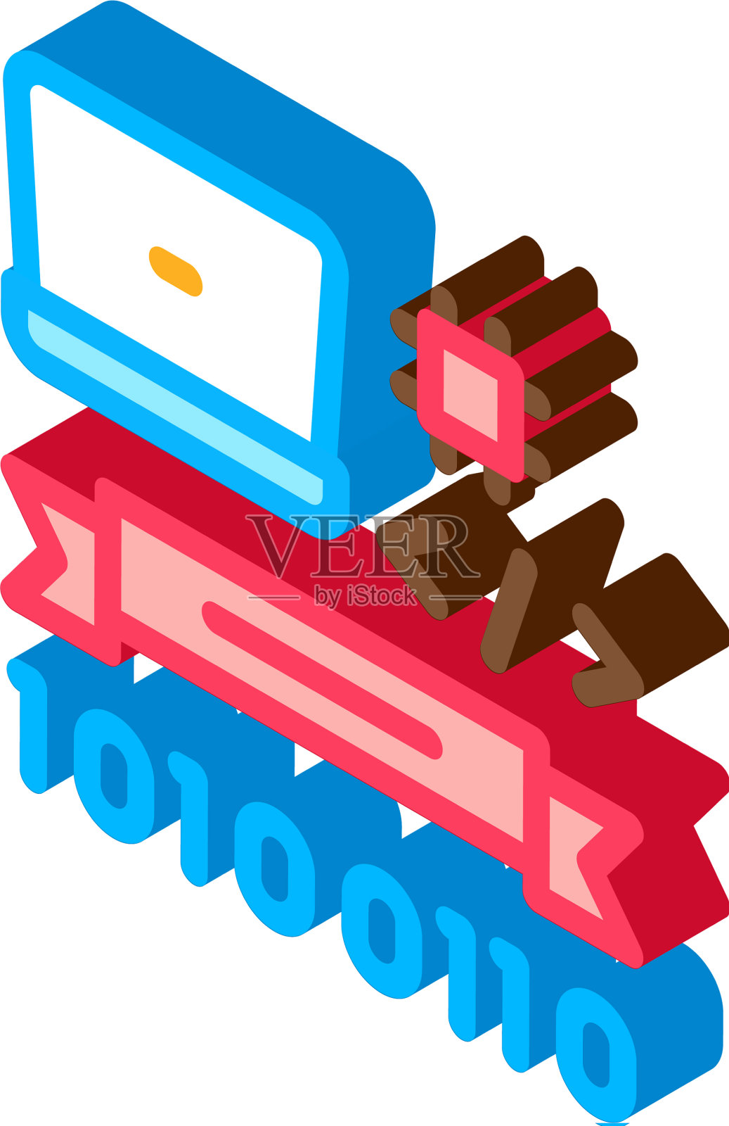 计算机编程毕业等距图标设计元素图片