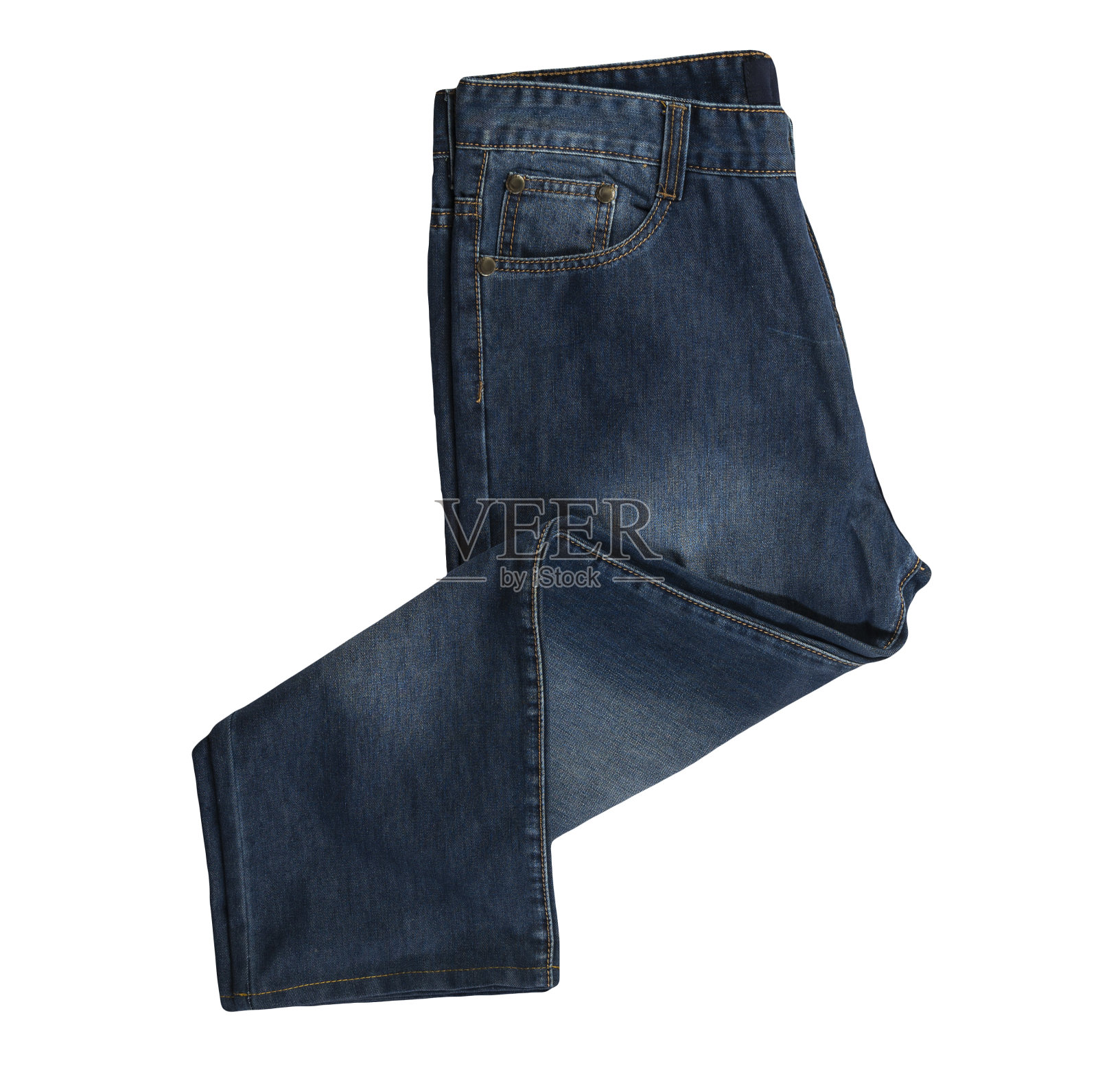 蓝色牛仔裤孤立在白色背景上。漂亮的牛仔裤照片摄影图片