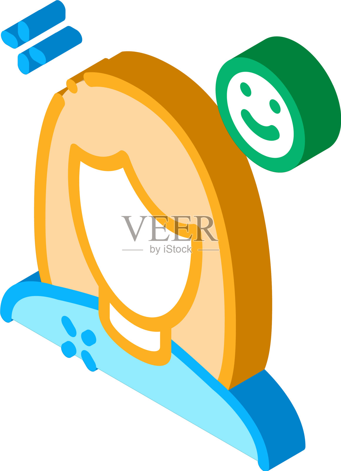 女孩擦干净脸等距图标设计元素图片