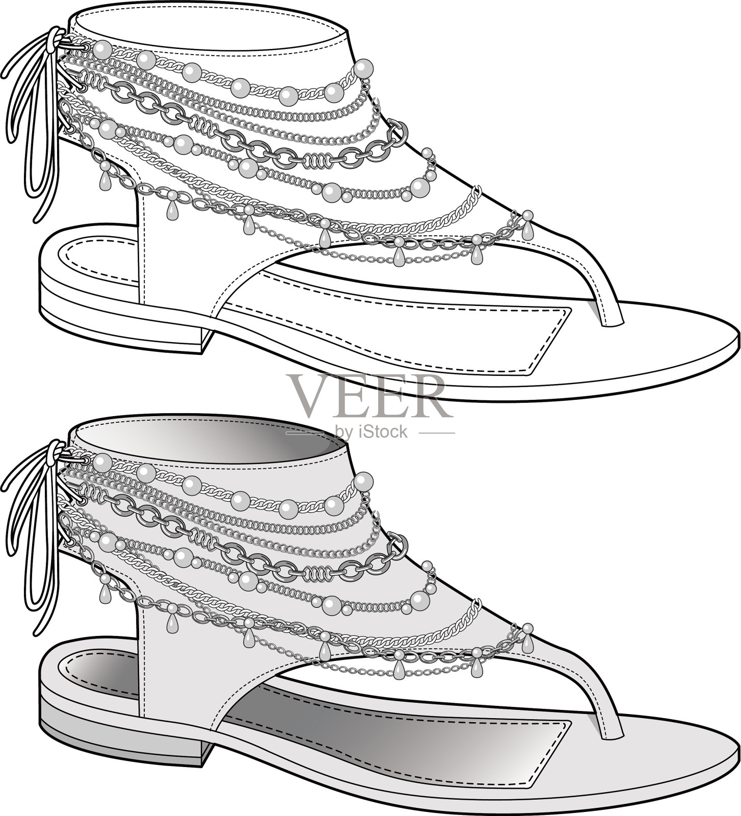 鞋鞋设计时尚平面草图设计元素图片