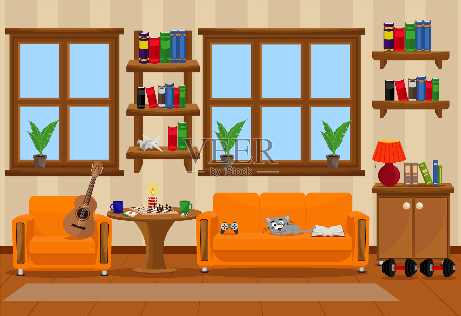 内部为商务和休闲空间插画图片素材