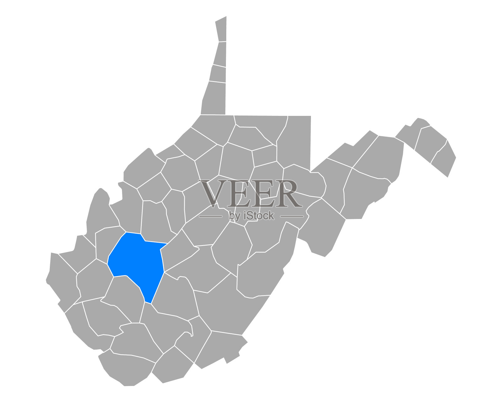 西弗吉尼亚州的卡那瓦地图插画图片素材