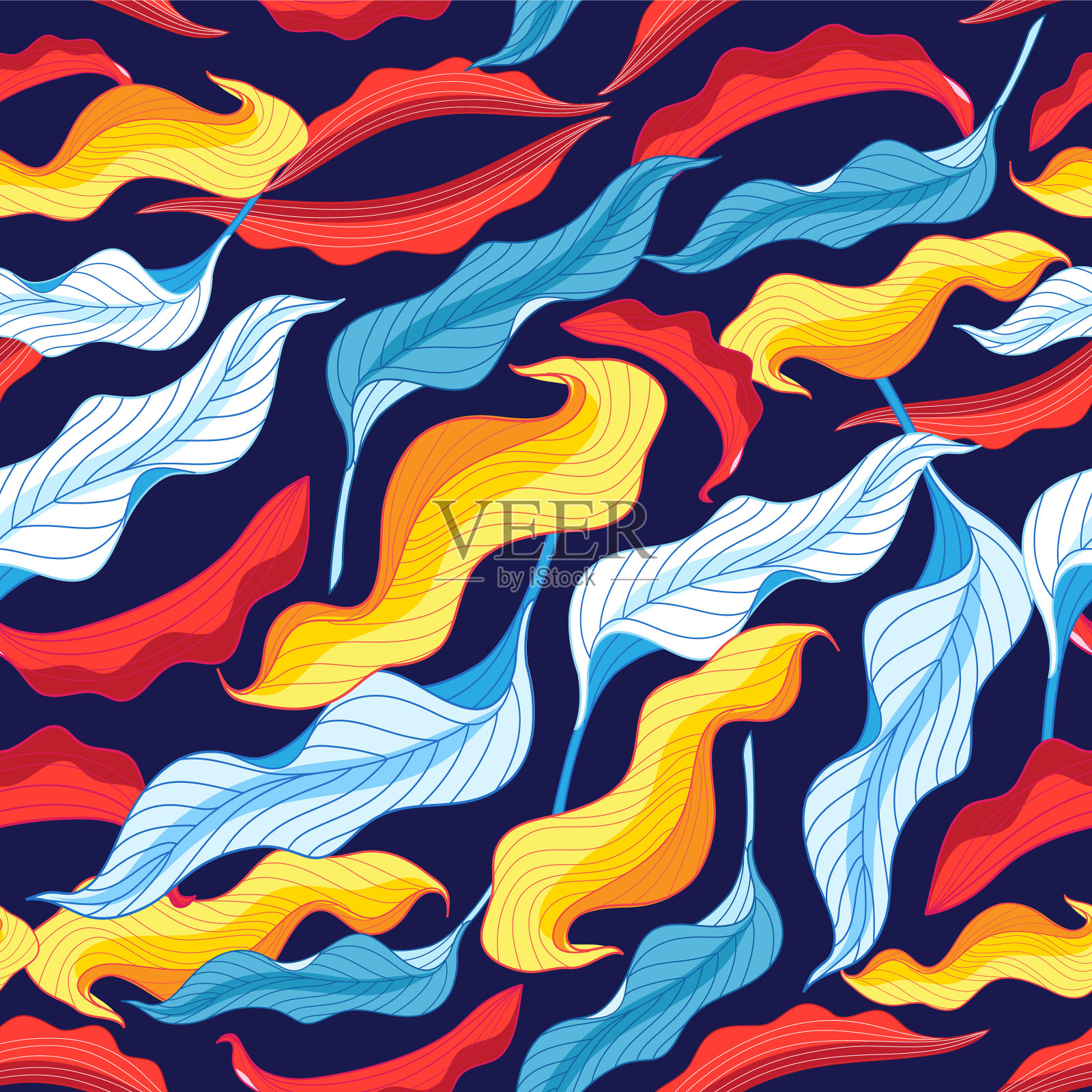 无缝鲜艳的秋季图案，色彩丰富插画图片素材