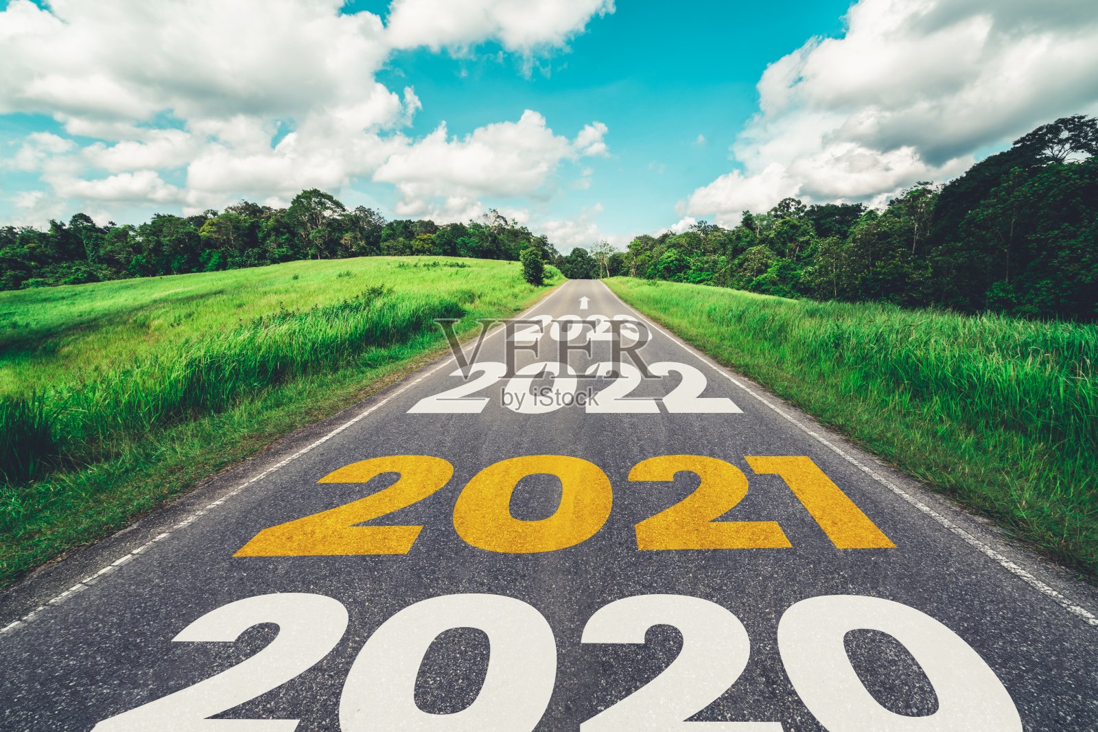 2021年新年旅行和未来愿景的概念。照片摄影图片