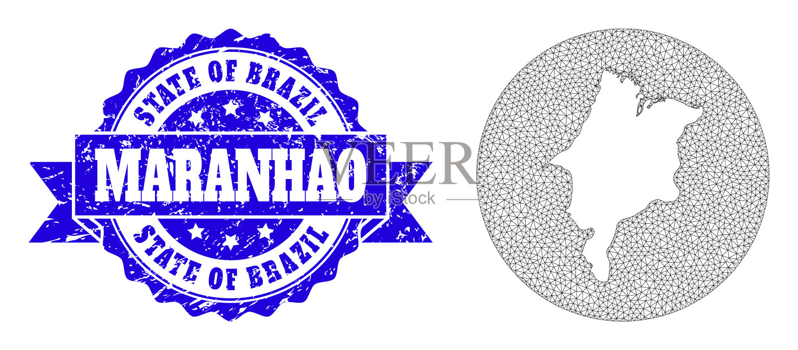 骨架网圆模板地图马拉尼昂州插画图片素材