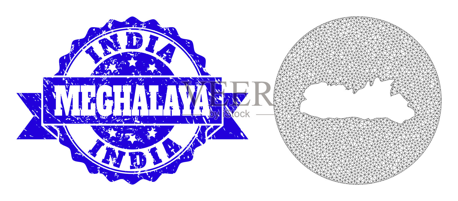 胴体网格圆减地图梅加拉亚插画图片素材