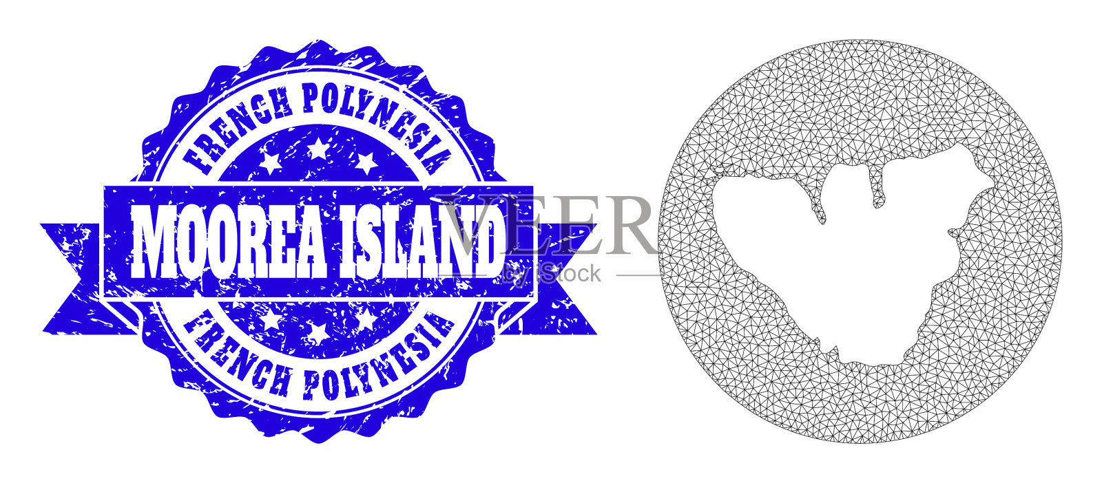 屠体网圆模板绘制莫雷阿岛插画图片素材