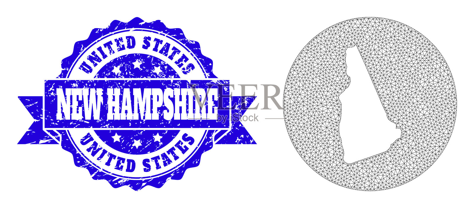 网络网格圆模板地图新罕布什尔州插画图片素材