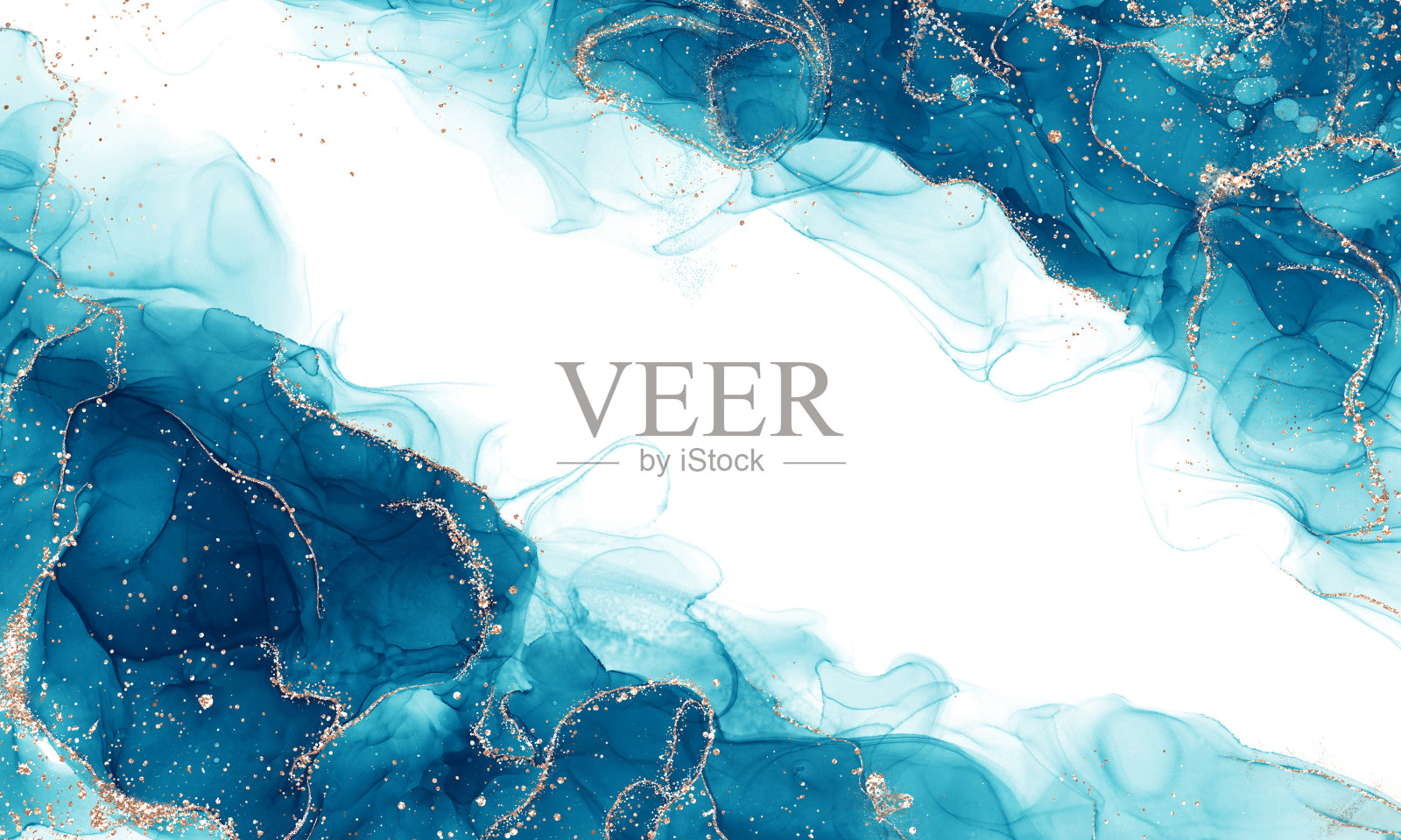 奢华酒精水墨抽象流体艺术。墨水斑点上闪烁着金色。时尚的请柬和贺卡设计。照片摄影图片