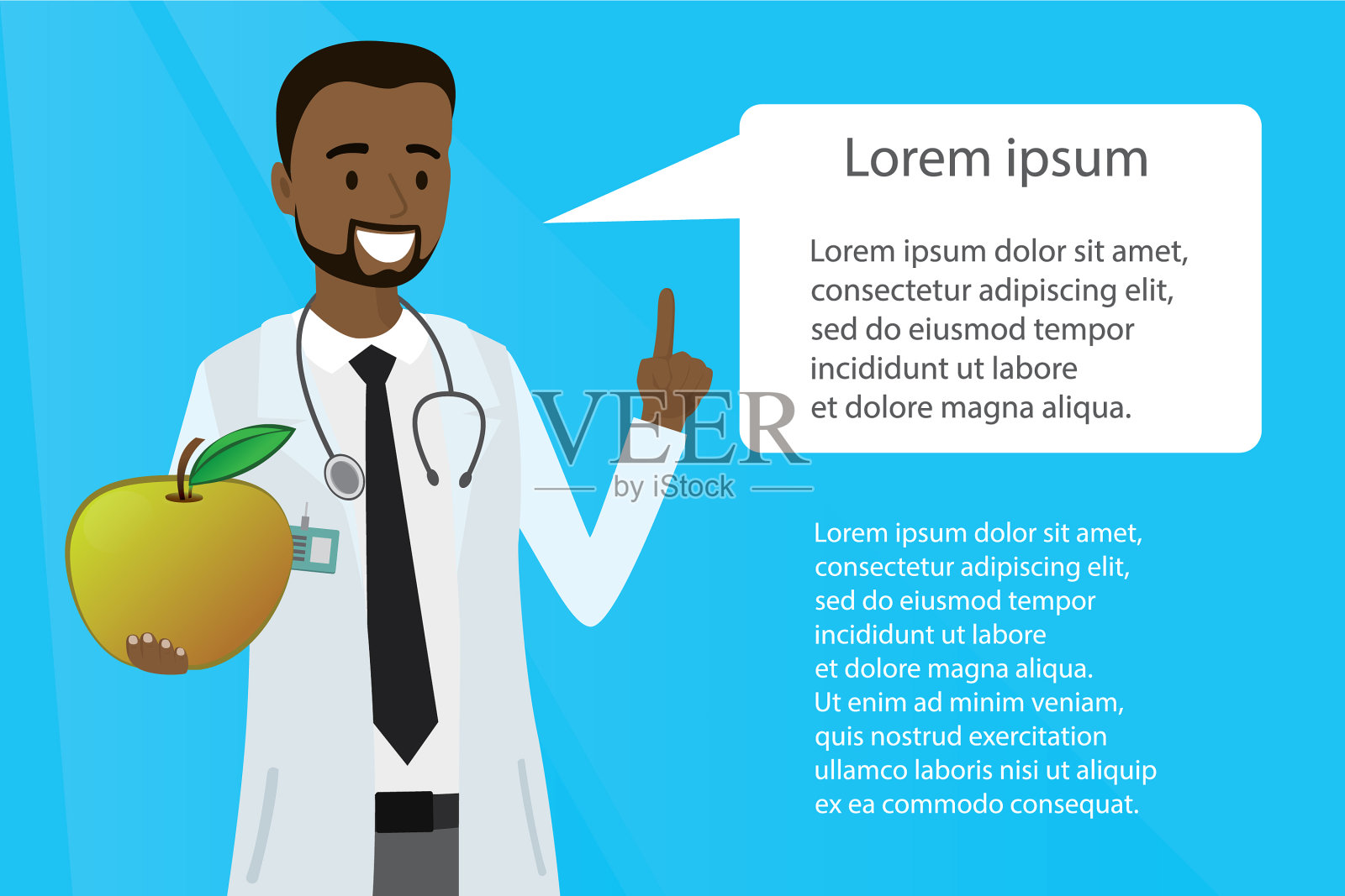 非裔美国医生男性拿着苹果插画图片素材