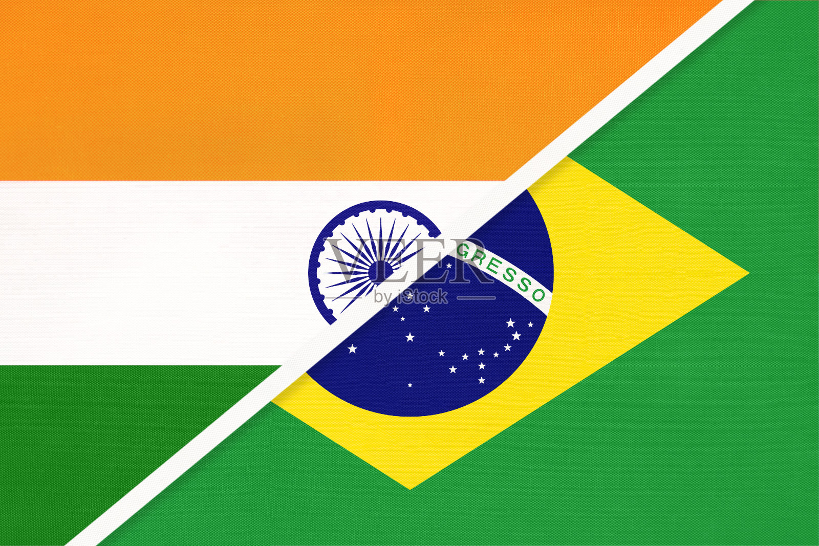 印度和巴西国旗的象征来自纺织品。插画图片素材