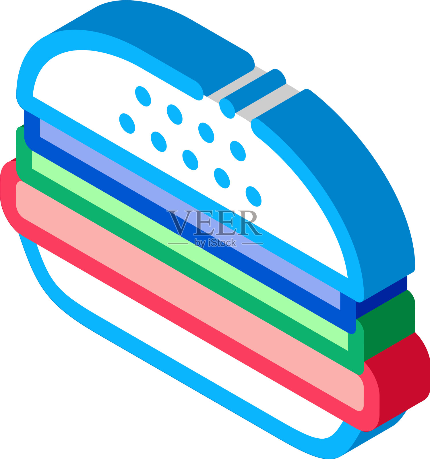 汉堡食物等距图标设计元素图片