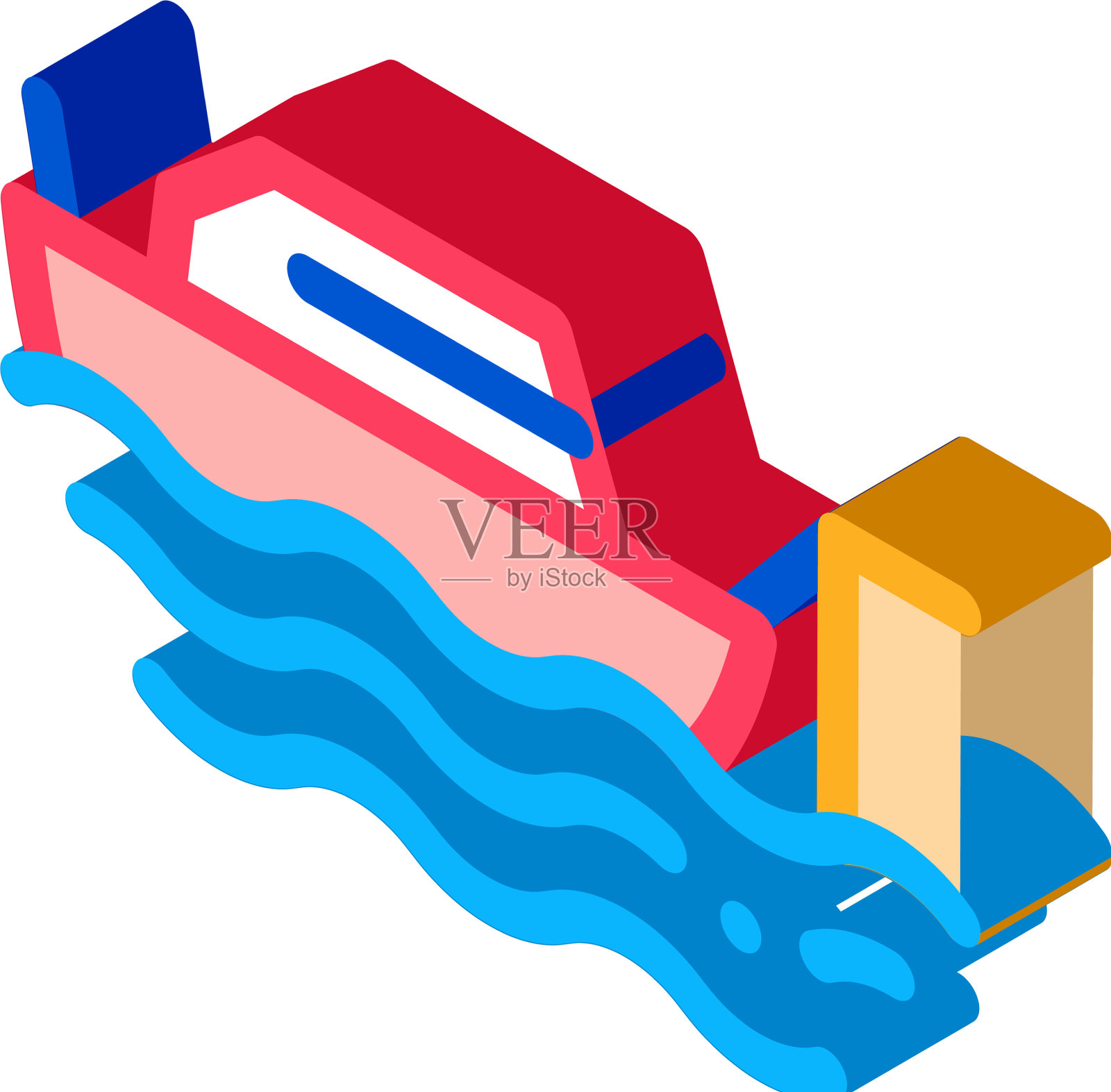 渔船等距图标设计元素图片