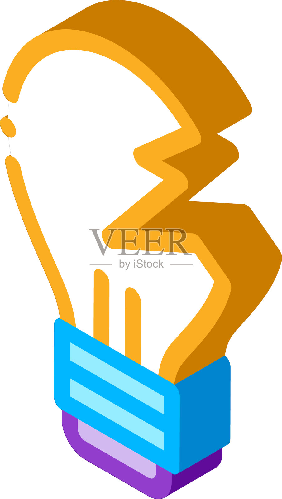 损坏的灯泡等距图标设计元素图片