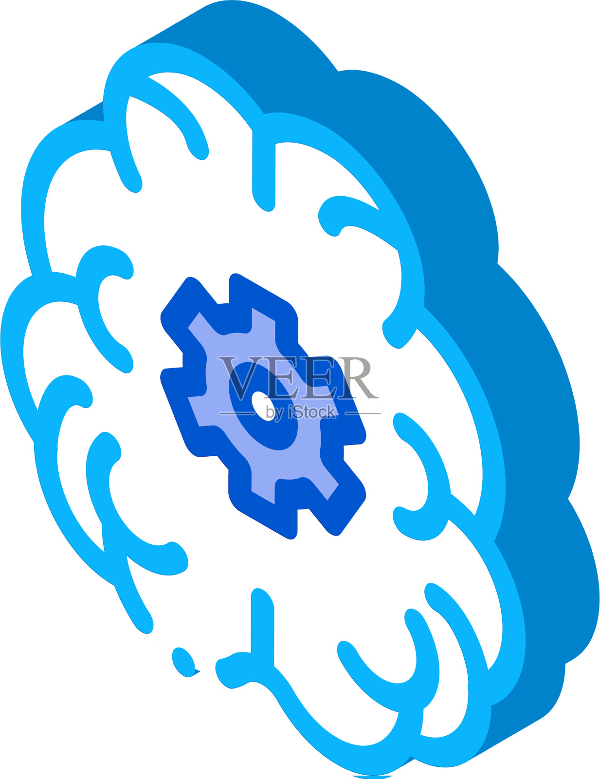 人脑齿轮等距图标设计元素图片