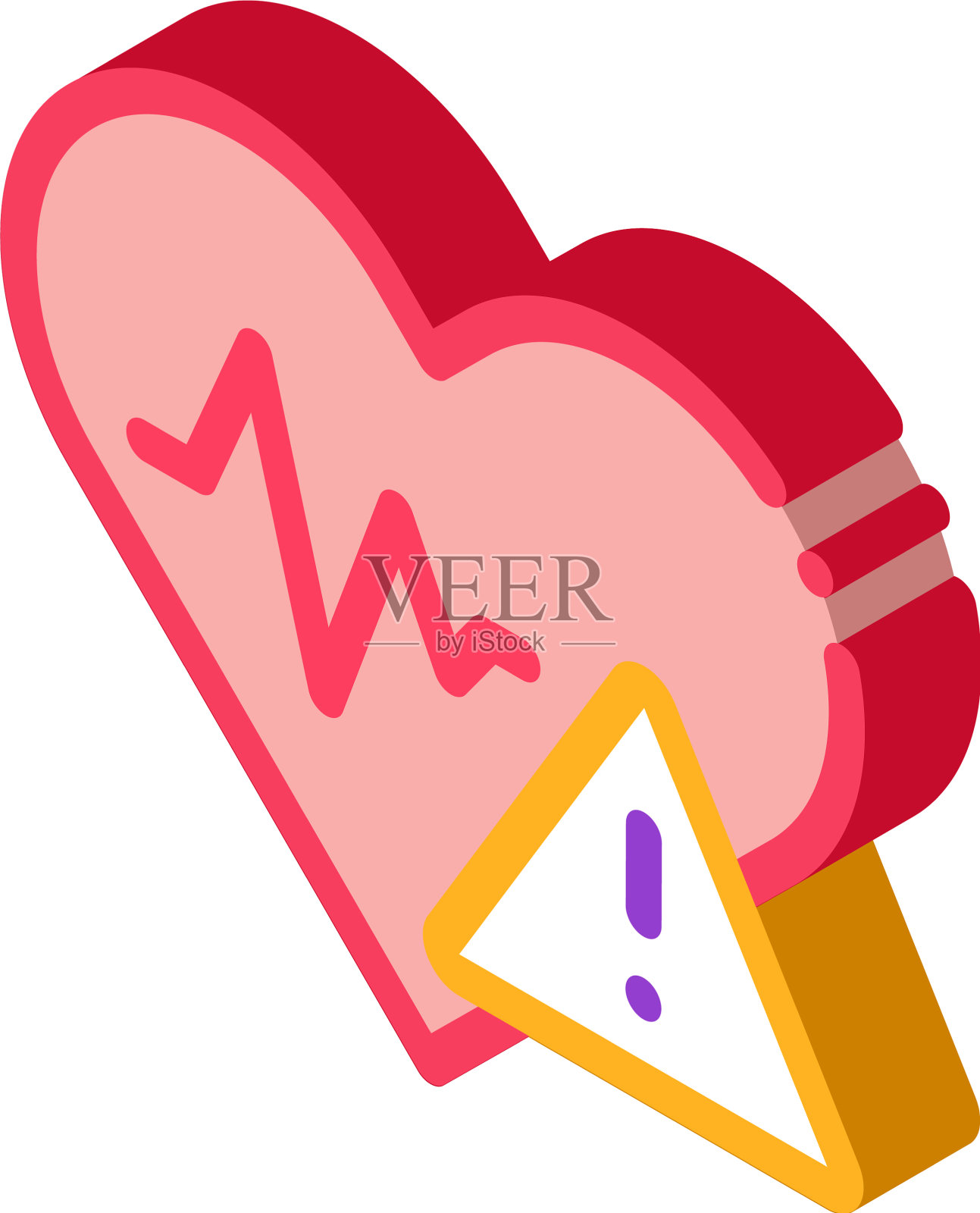 心脏病的等距图标设计元素图片