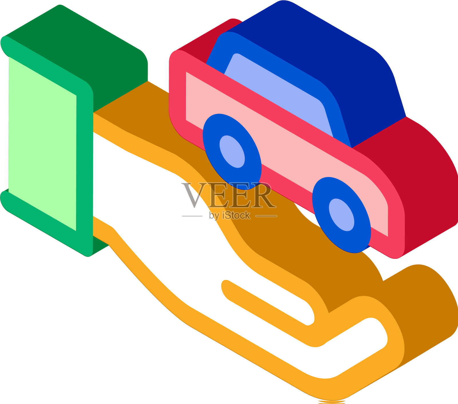 手握车等距图标设计元素图片