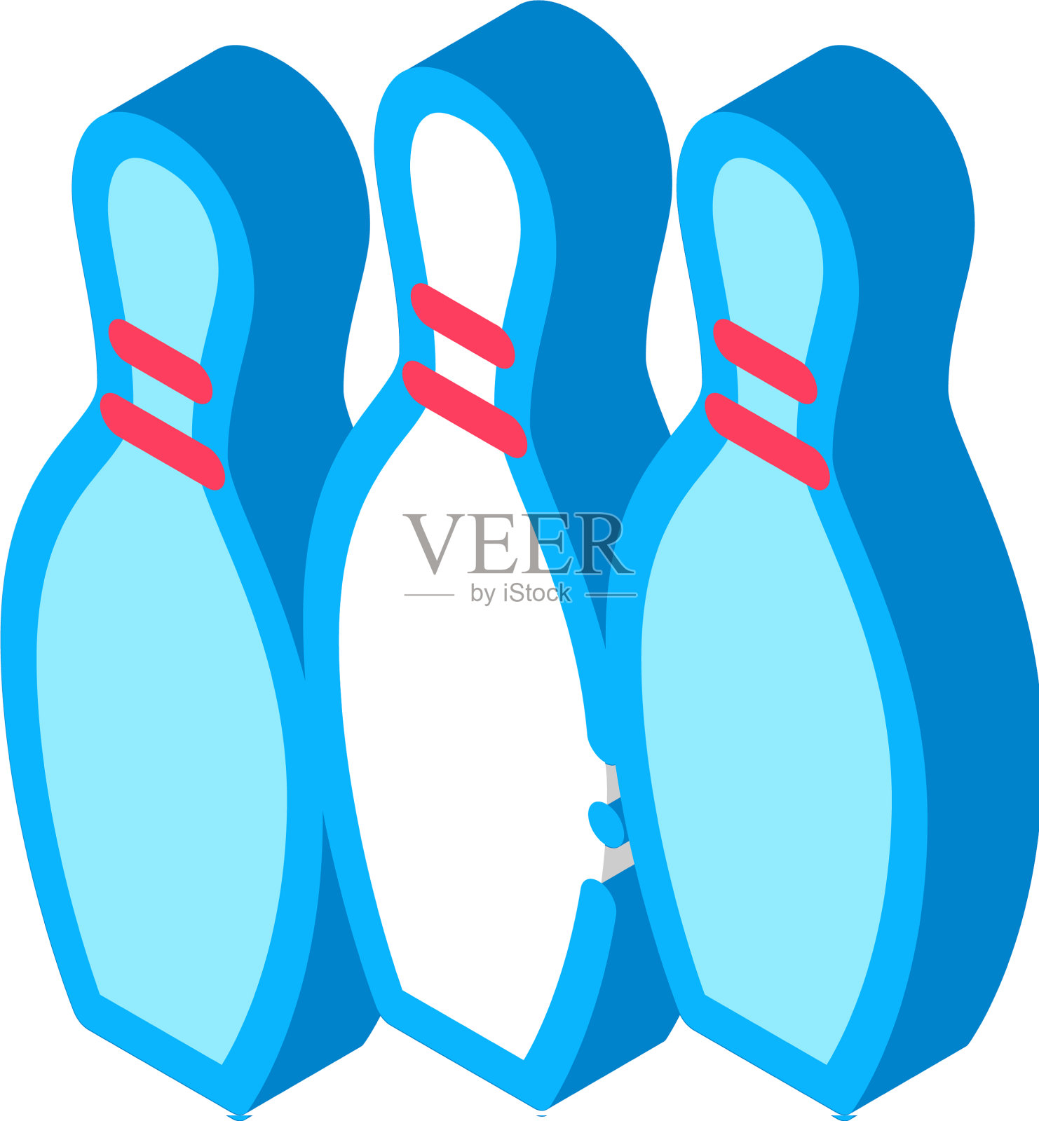 保龄球游戏的等距图标设计元素图片