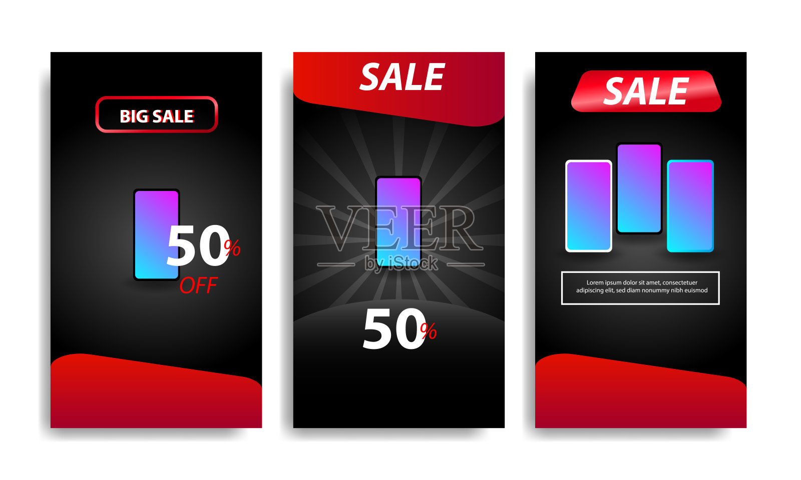 垂直现代流体模板设计背景与梯度红色，黑色和充满活力的紫色社交媒体故事，故事，垂直，网络横幅，传单，海报和小册子插画图片素材