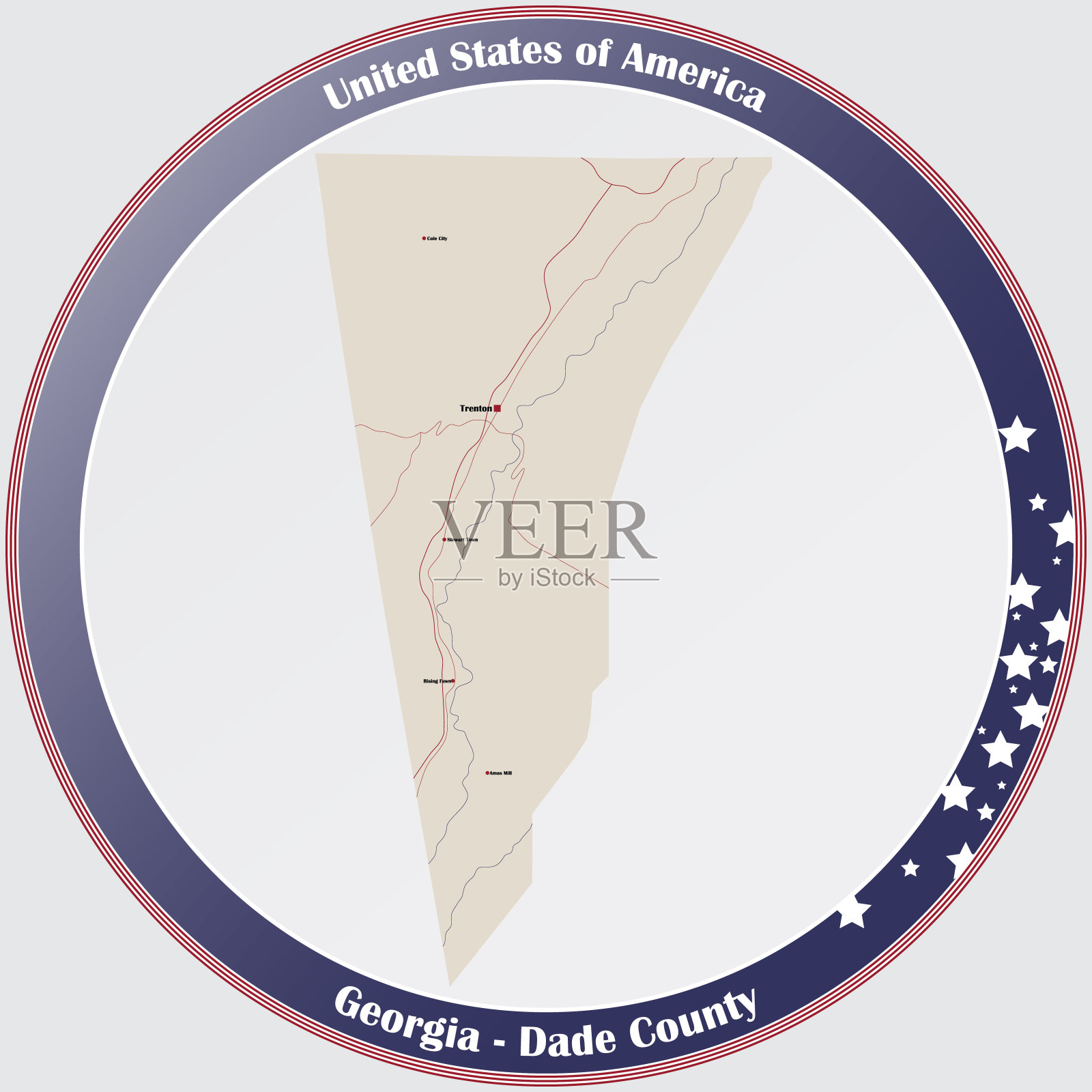 佐治亚州戴德县地图设计元素图片