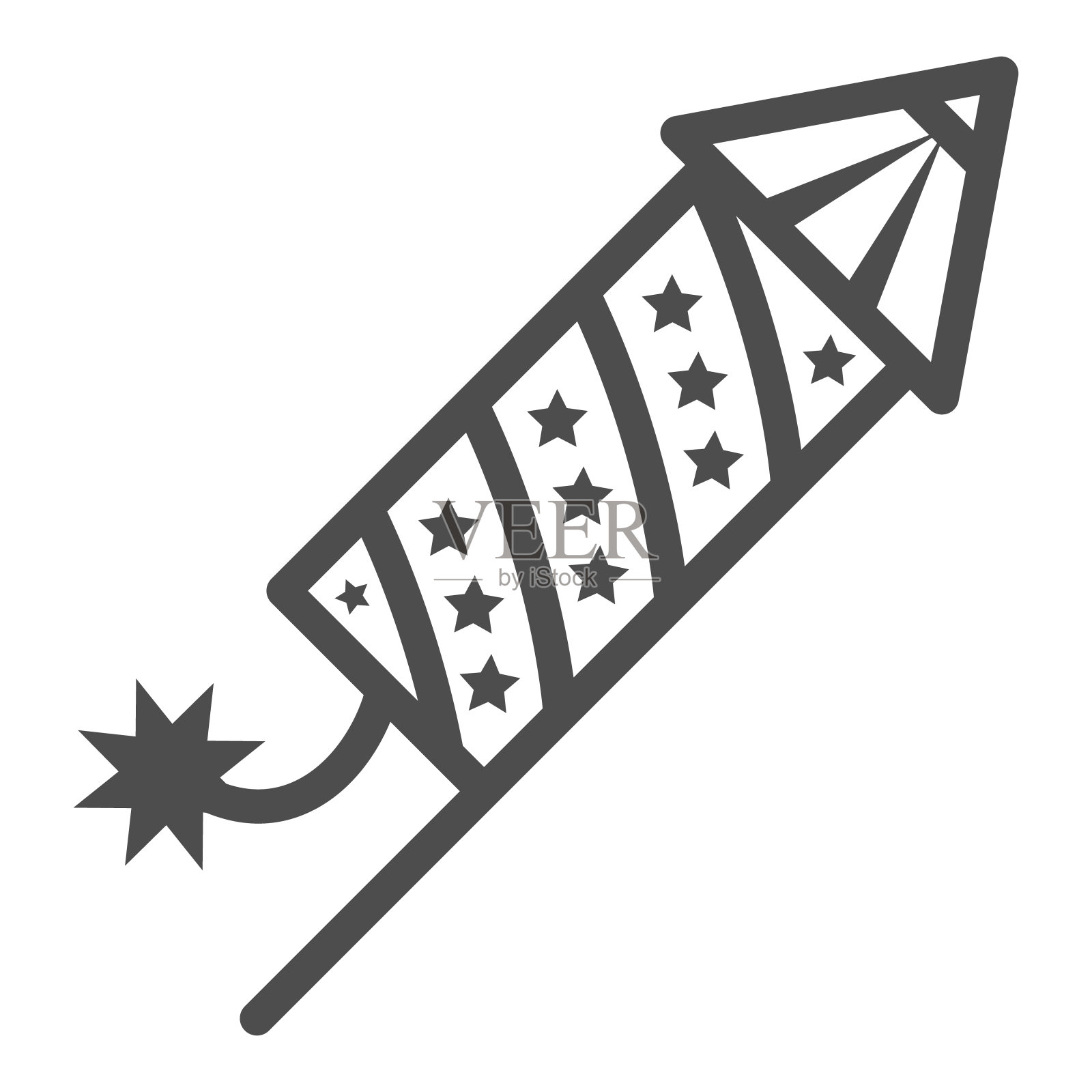 Petard线图标，新年概念，白色背景上的烟花火箭标志，爆竹图标在轮廓风格的移动概念和网页设计。矢量图形。插画图片素材