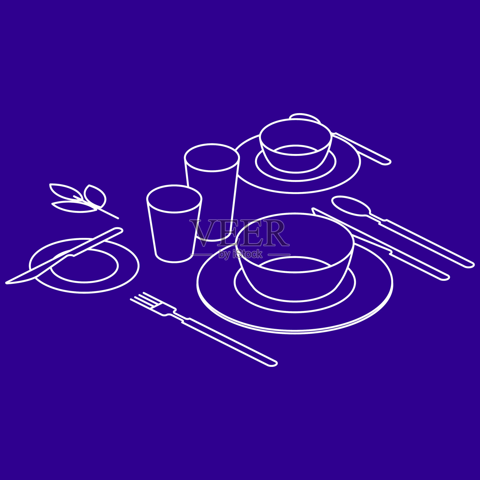 早餐桌等距视图插画图片素材