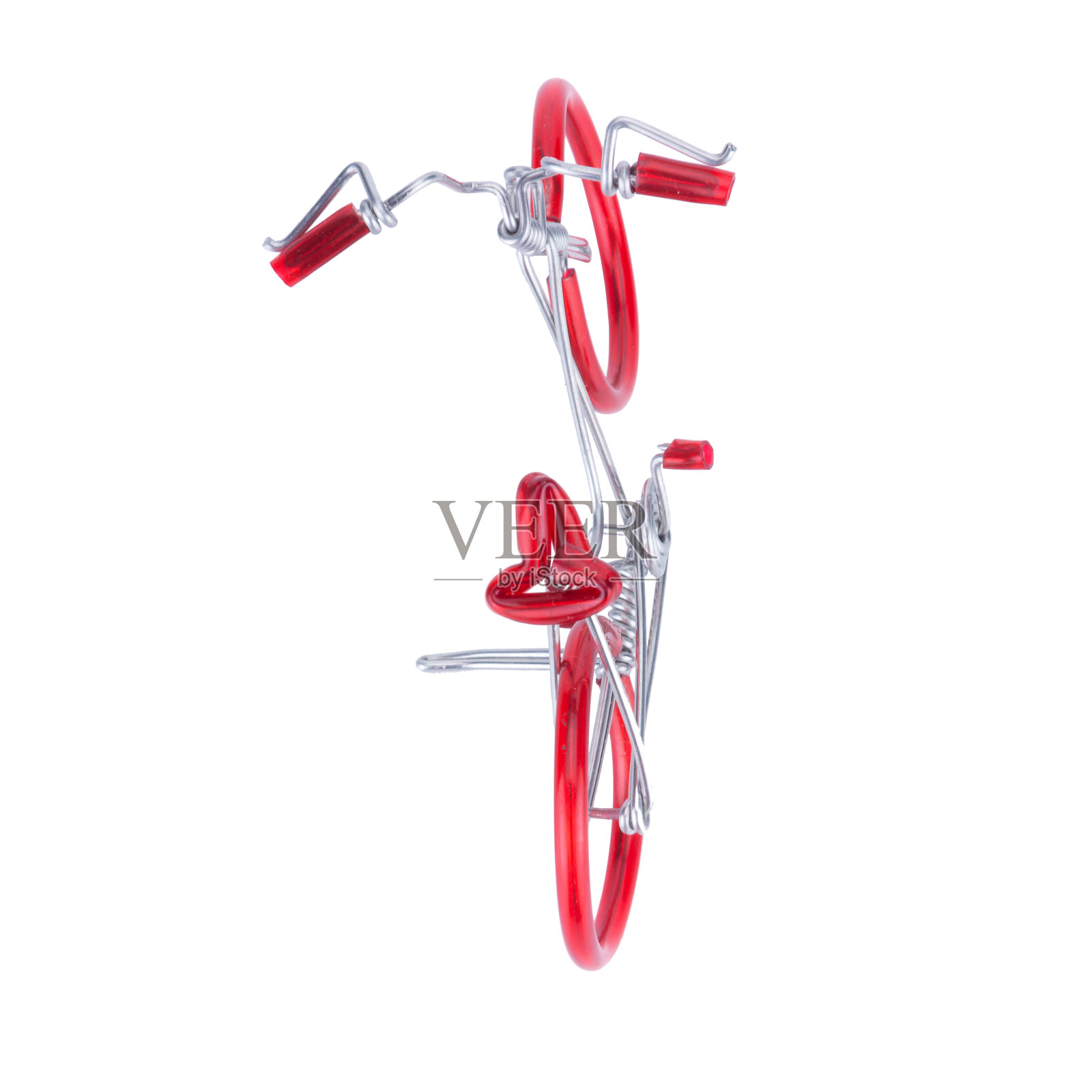 竹筏自行车由铝线隔离在白色背景照片摄影图片