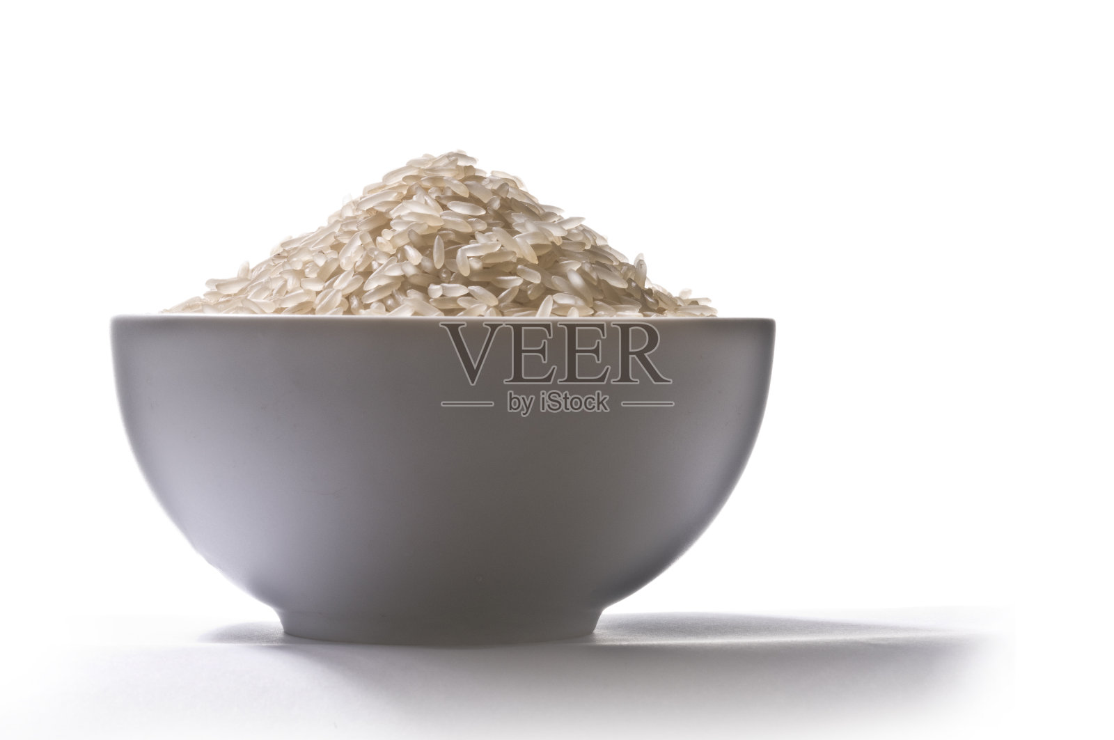 生米粒呈杯状，侧视照片摄影图片