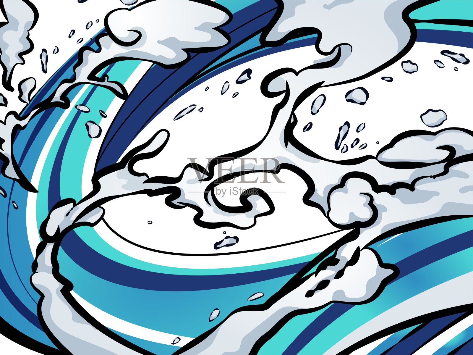 日式粗糙海浪背景插画插画图片素材