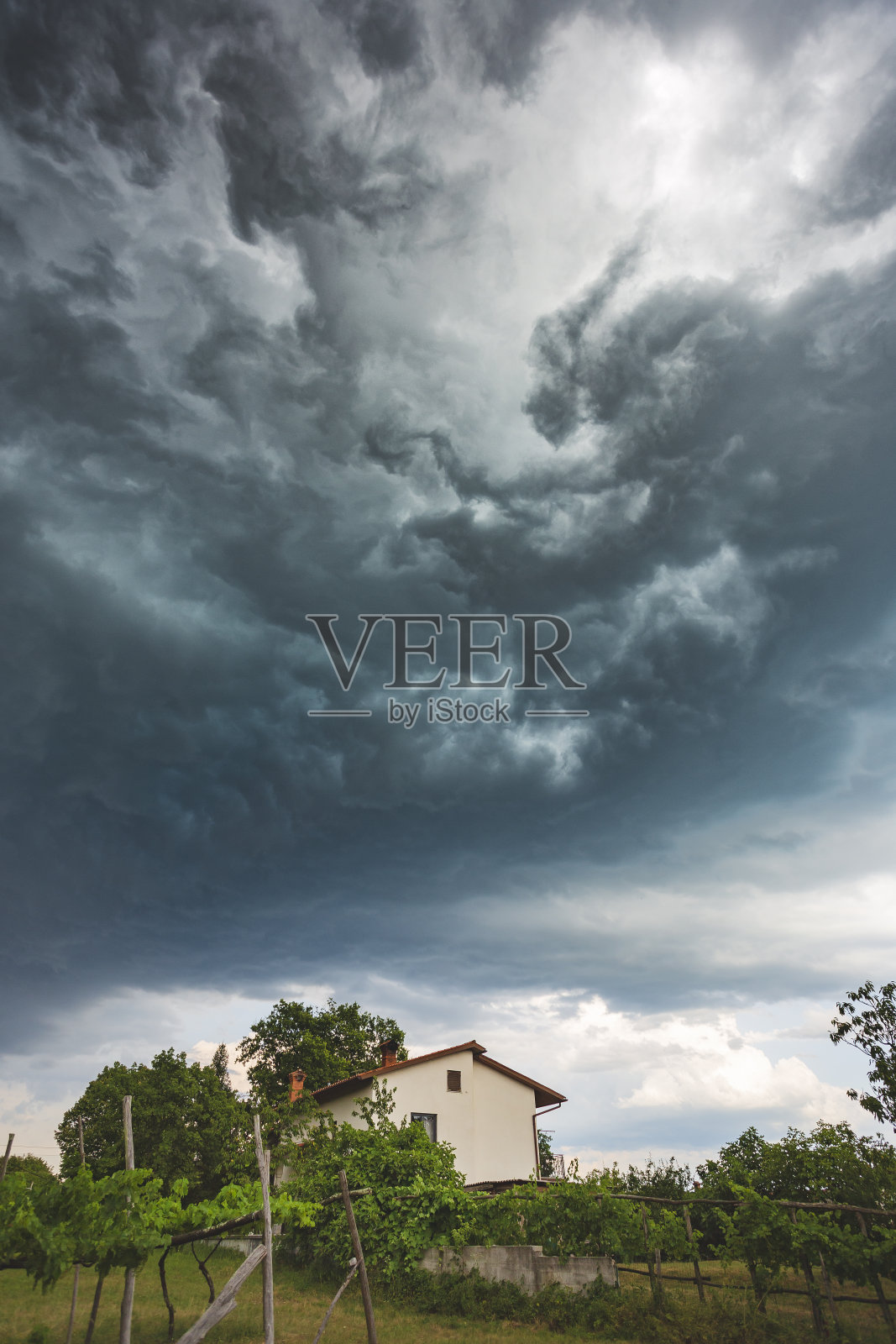 在发展中的超级单体积雨云之下照片摄影图片