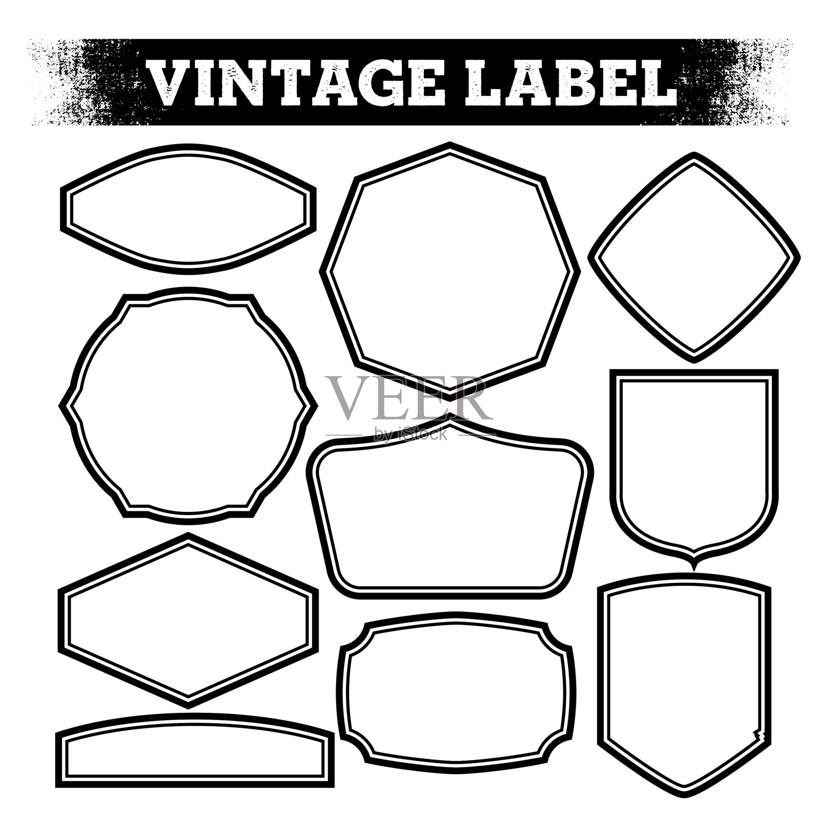 复古盾牌框架设置标签60设计元素图片