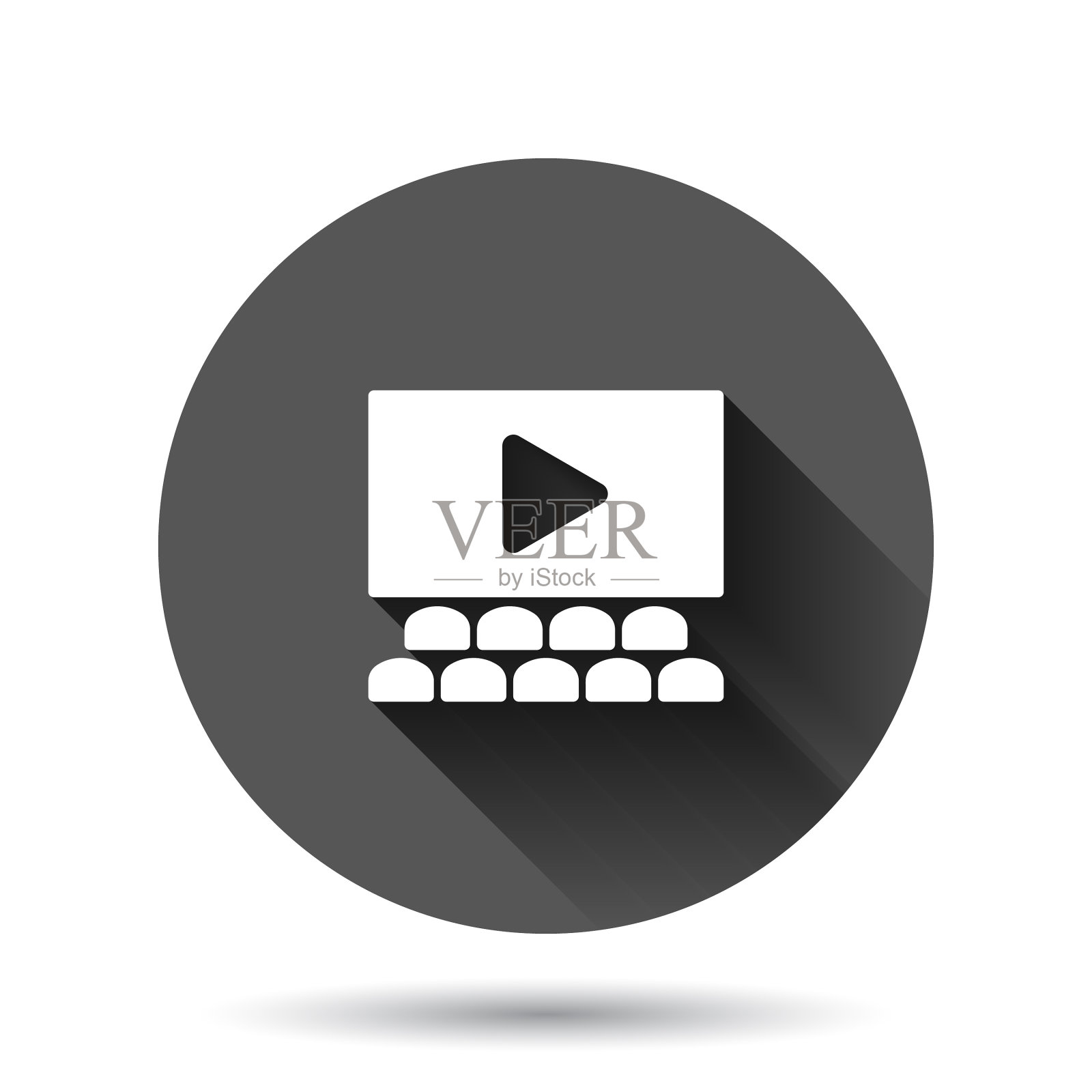 电影图标在扁平风格的电影上黑色的圆设计元素图片