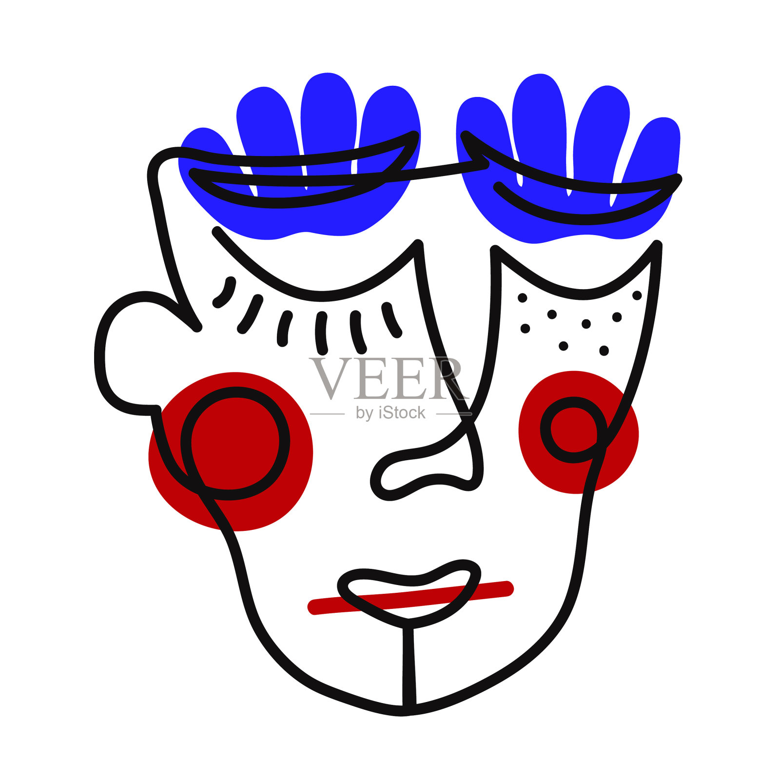 连续的线条艺术矢量涂鸦画悲伤设计元素图片