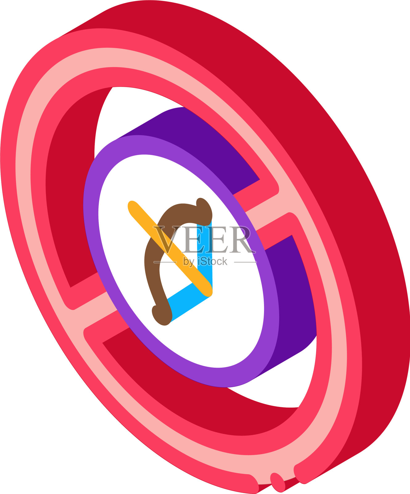 弓与箭头划掉等距图标设计元素图片