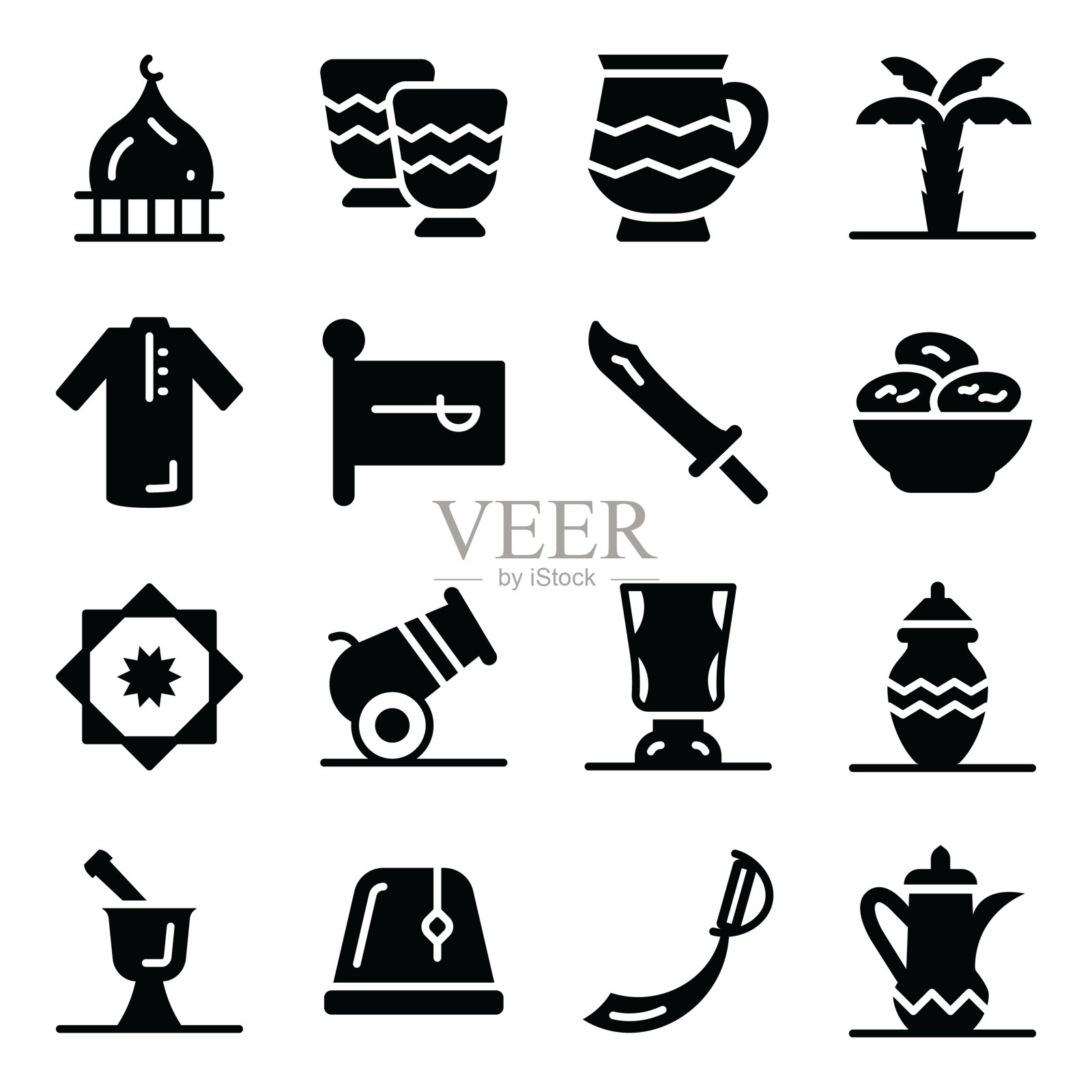 沙特宗教图标在现代填充风格包图标素材