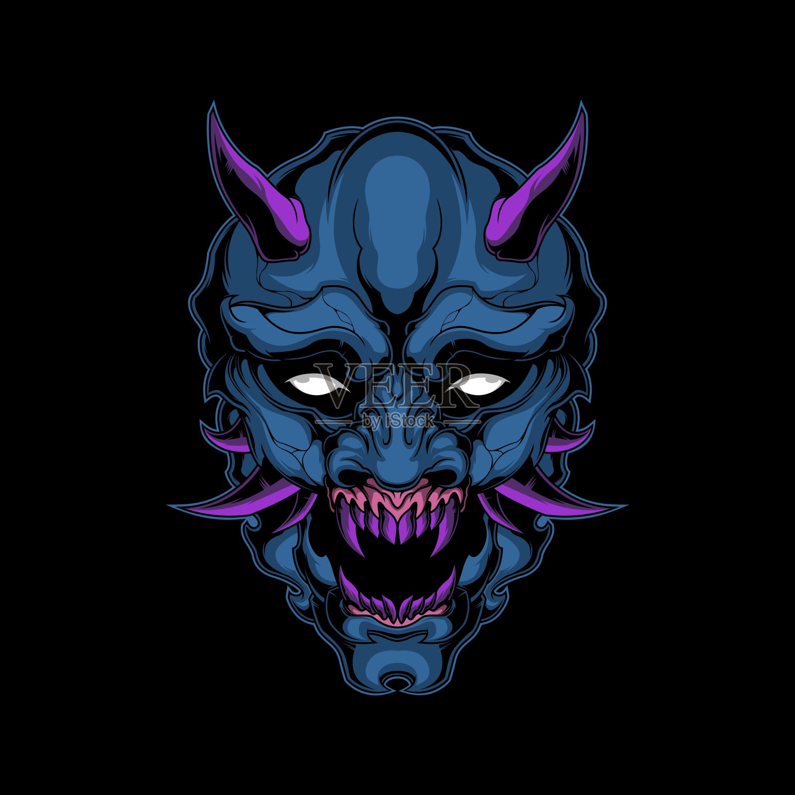 紫色的恶魔面具插画图片素材