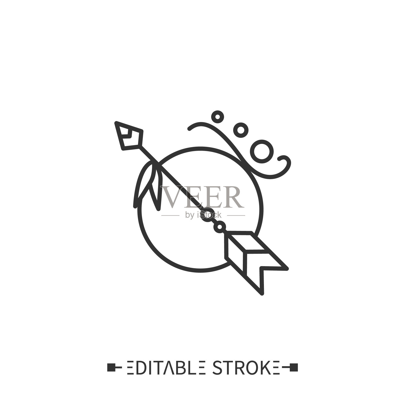 箭头和月亮线图标。可编辑的图片插画图片素材