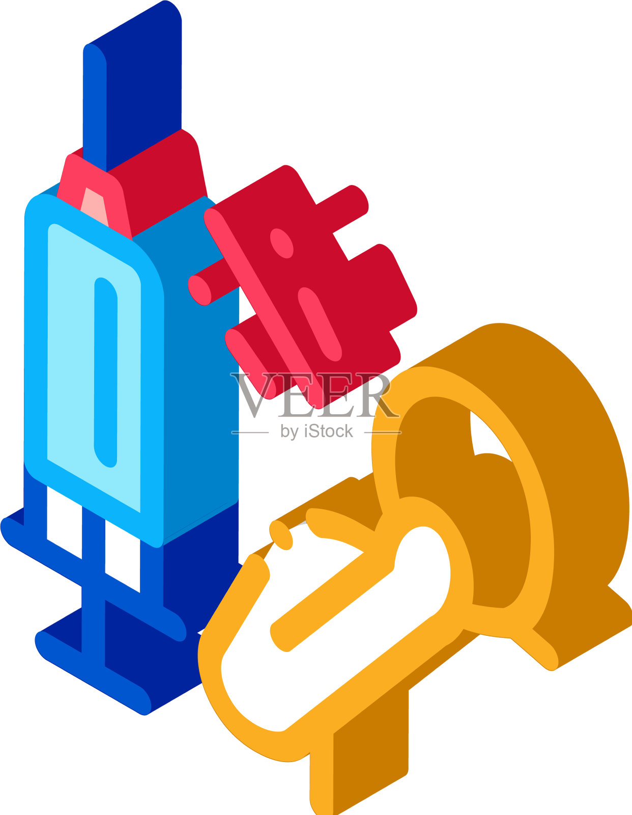 注射器男子害怕等距图标设计元素图片