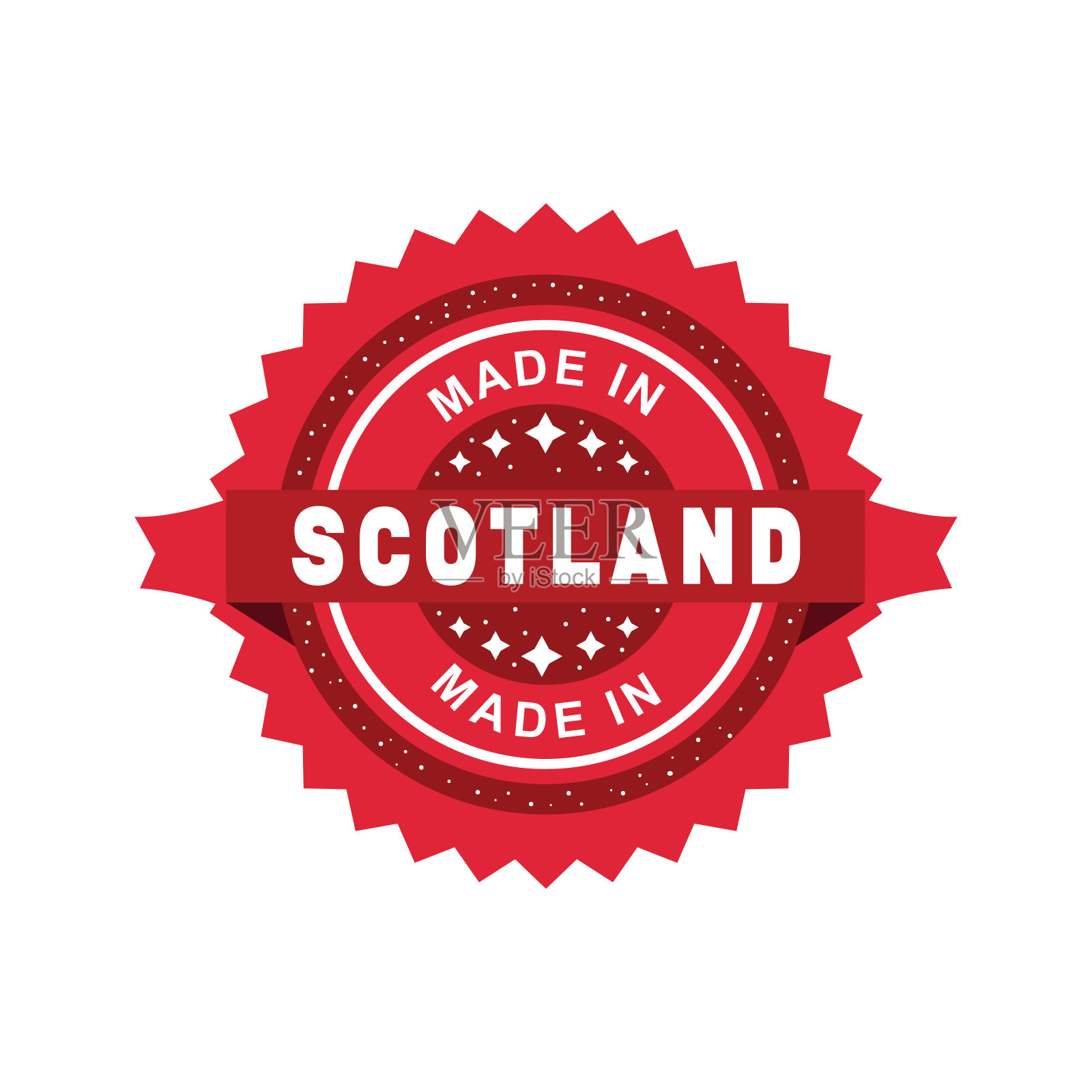 苏格兰制造，白底红邮票插画图片素材