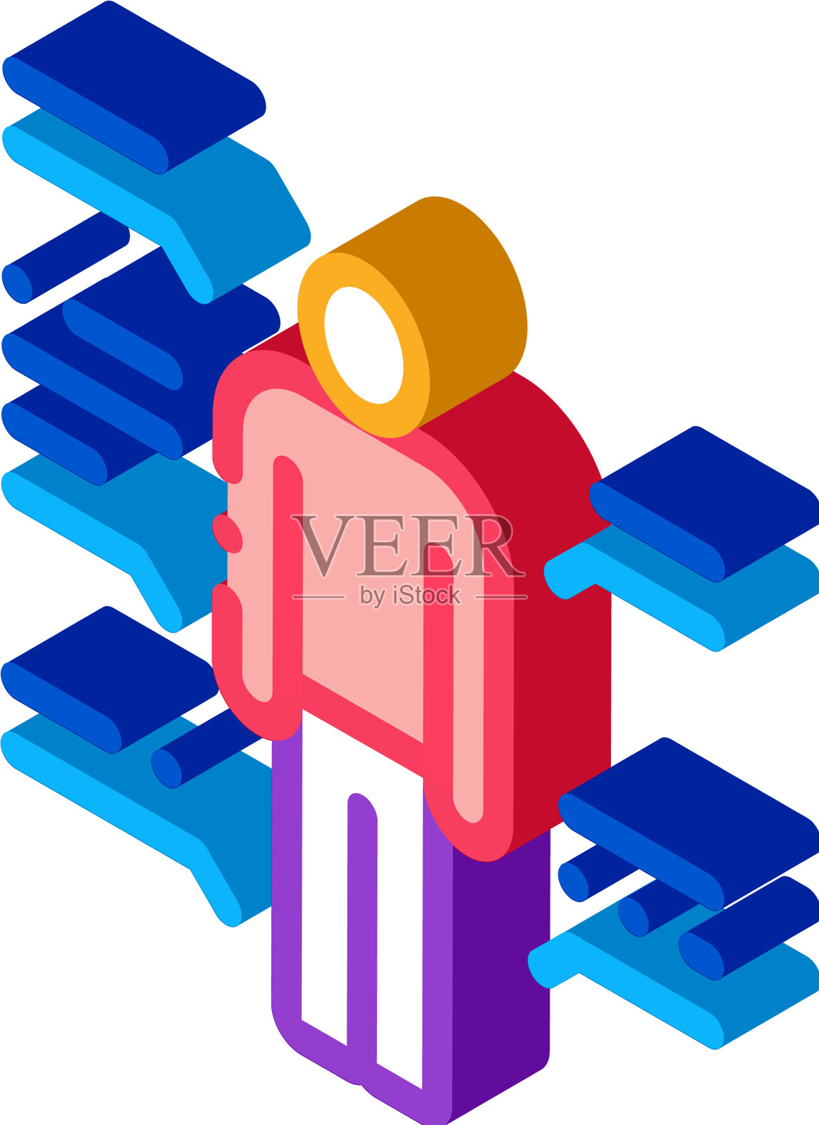 研究人体功能等距图标设计元素图片