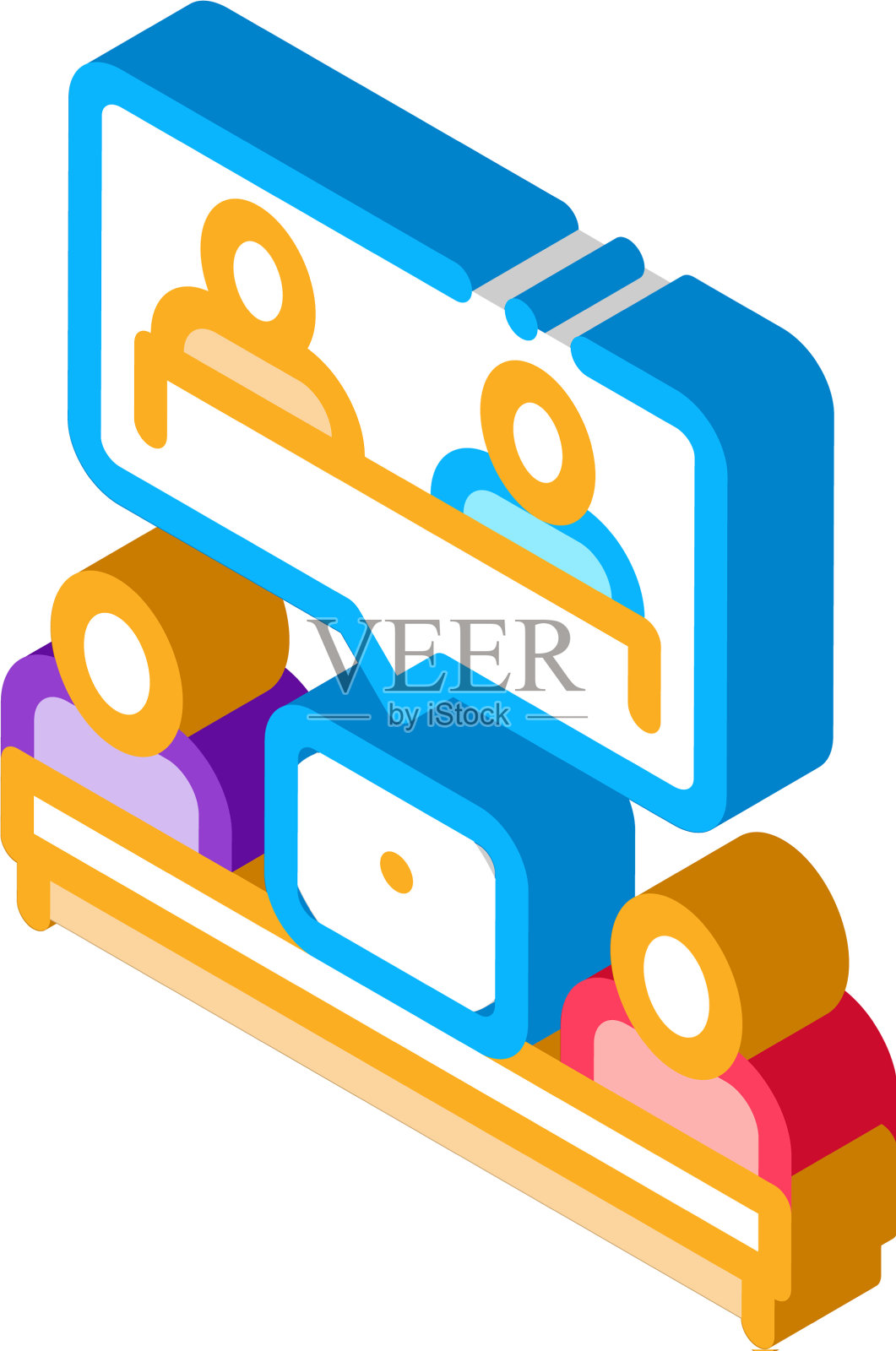 合作伙伴共同工作决策等距图标设计元素图片
