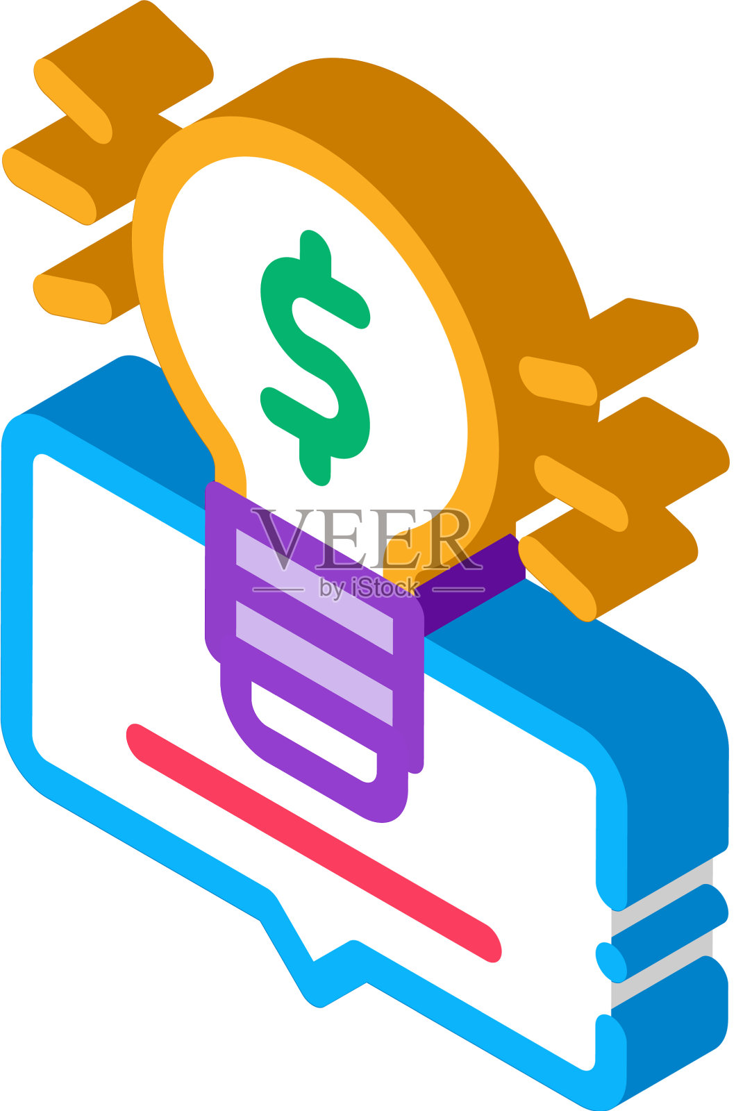 智能货币解决方案等距图标设计元素图片