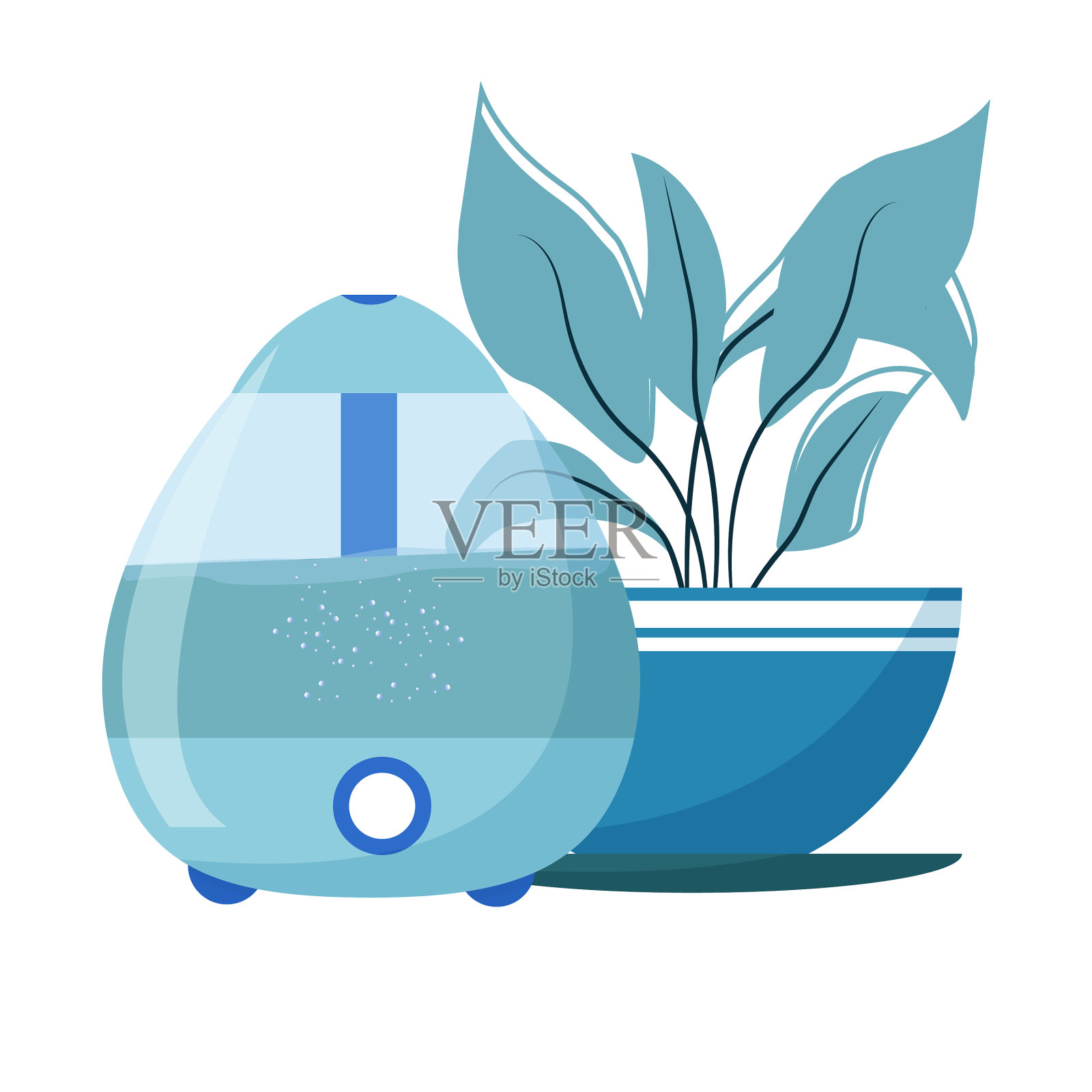 现代电加湿器和室内植物设计元素图片