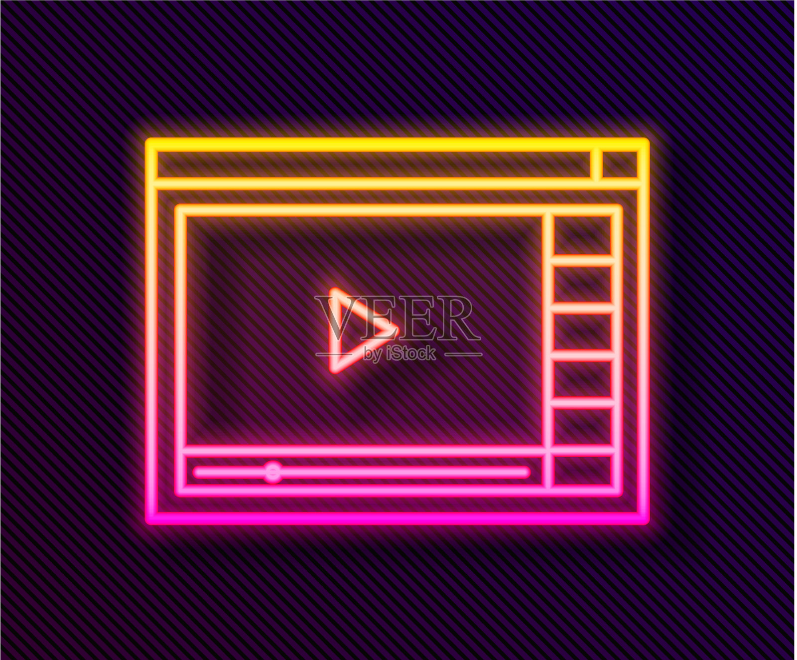 发光霓虹线在线玩视频孤立图标插画图片素材