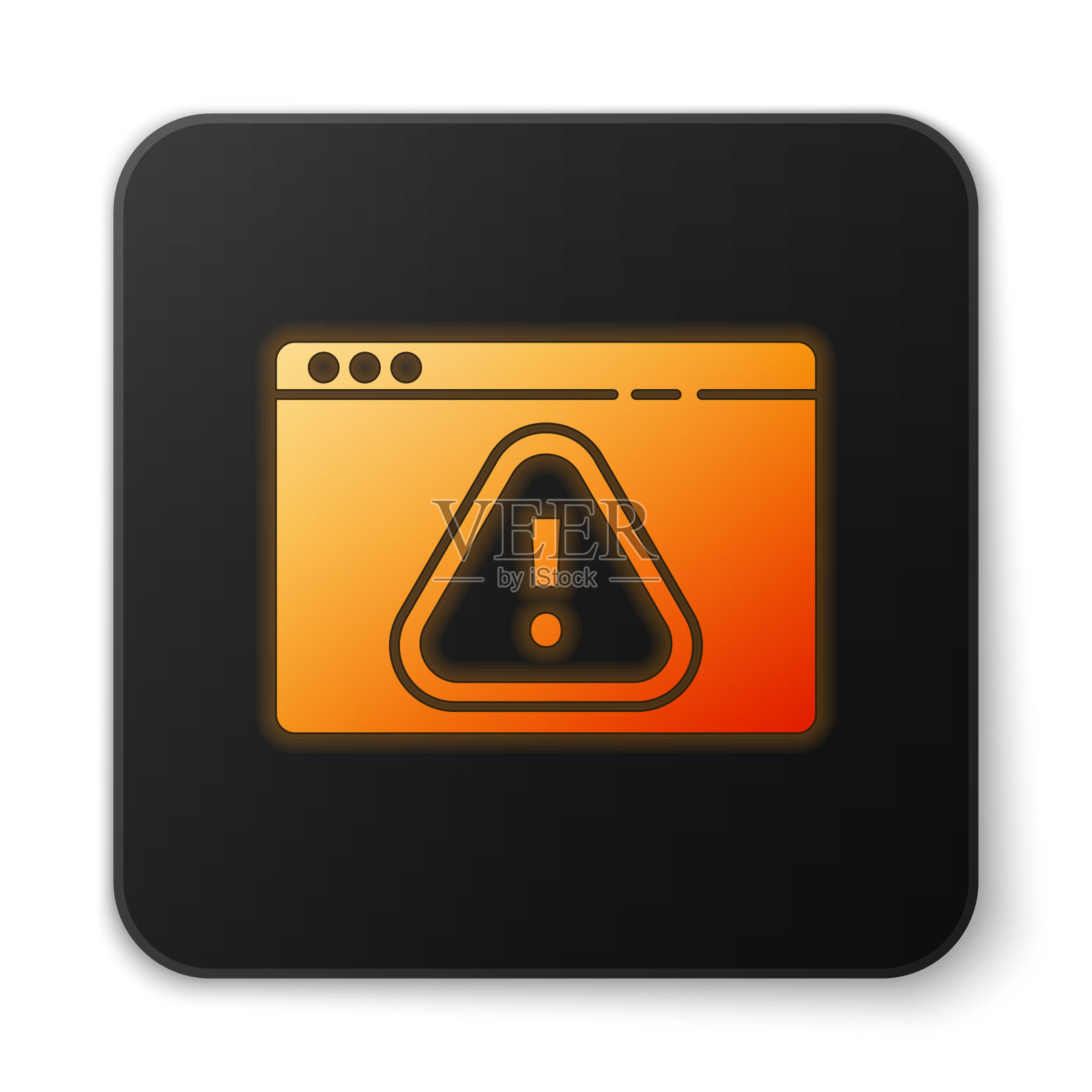 带有感叹号的橙色霓虹灯浏览器图标素材