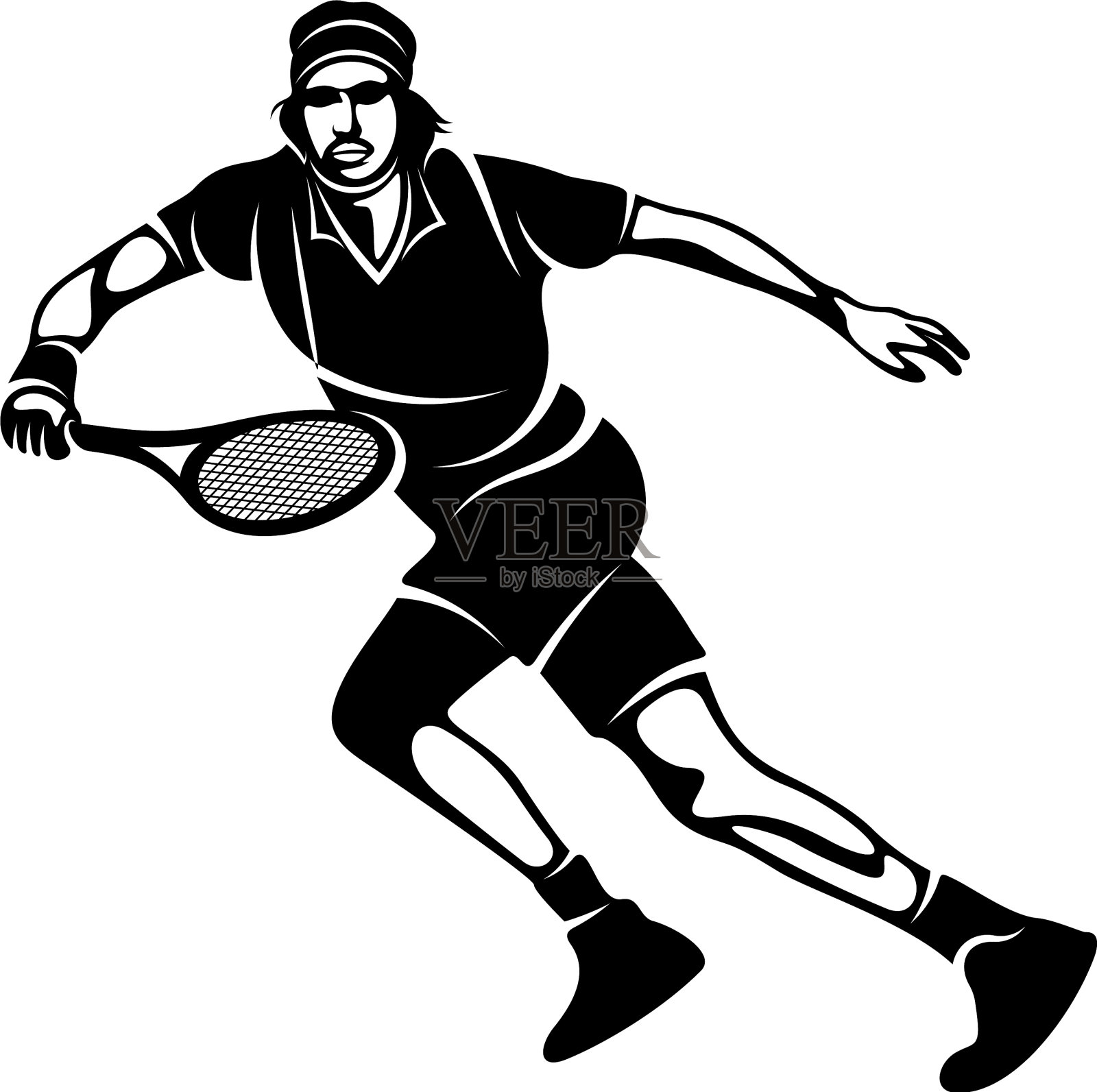 网球运动员程式化的标志模板符号设计元素图片