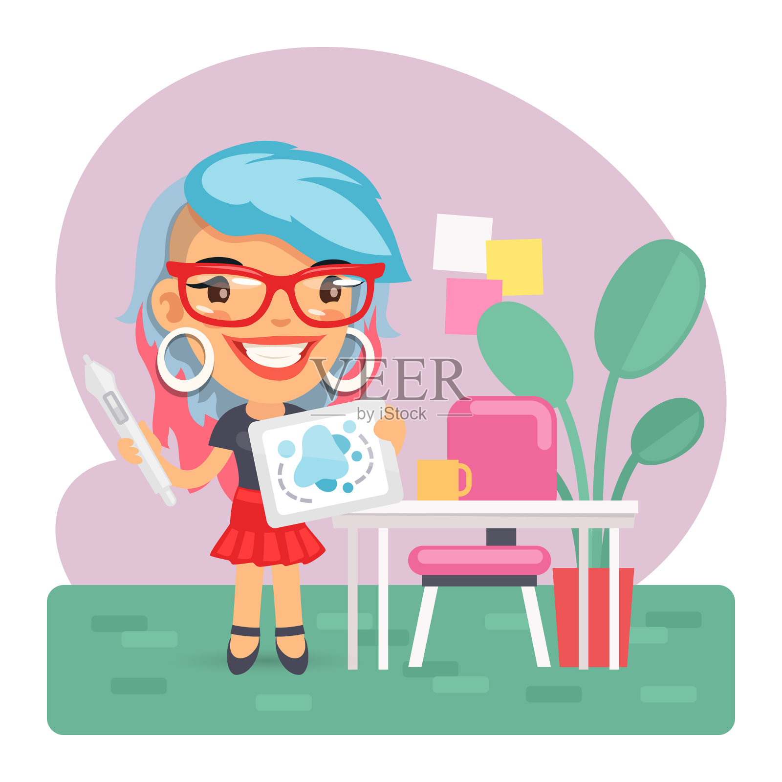 卡通电脑图形女孩设计元素图片