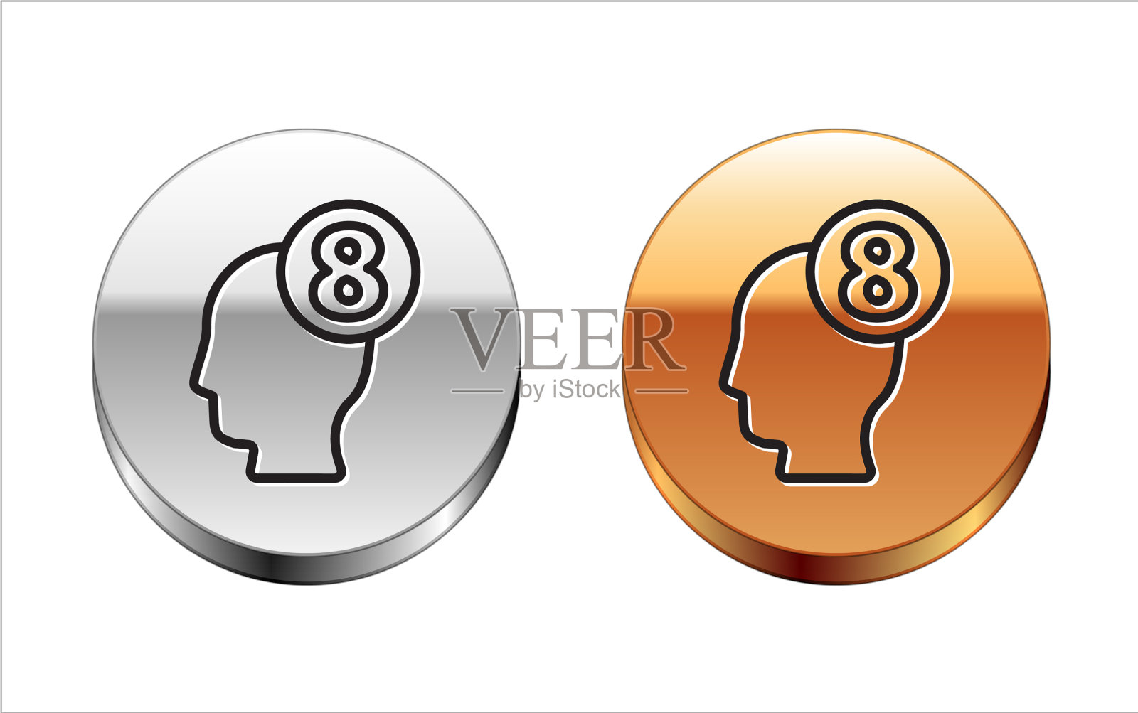 黑线8号3月在人头图标上隔离图标素材