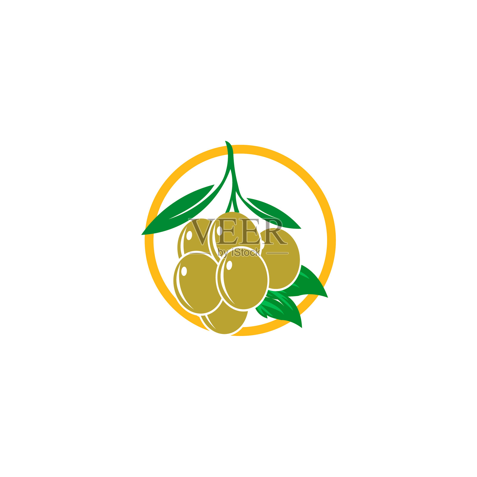 概念绿色素食饮食标志与水果图标设计元素图片