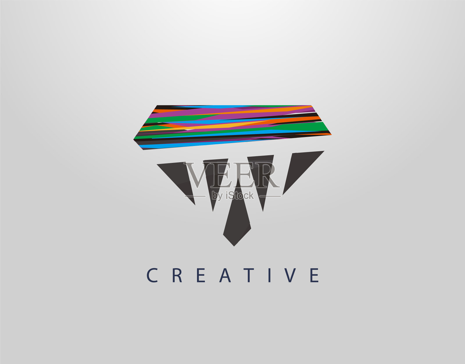 首字母抽象钻石标志创意w字母插画图片素材